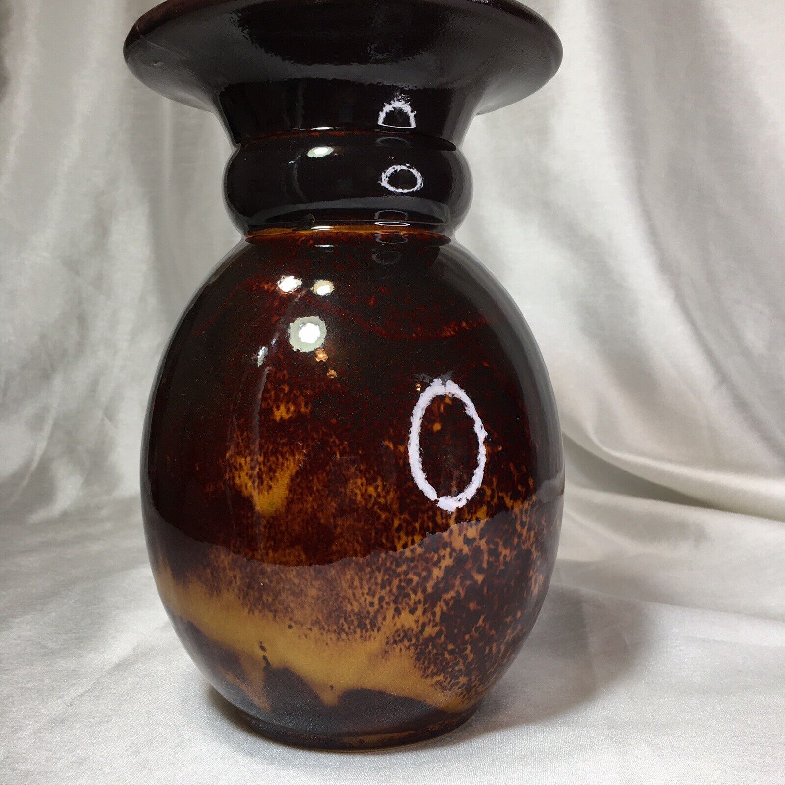 8.75” Drip Glazed Ceramic Vase, Browns, Vintage Deco Collectible❤️