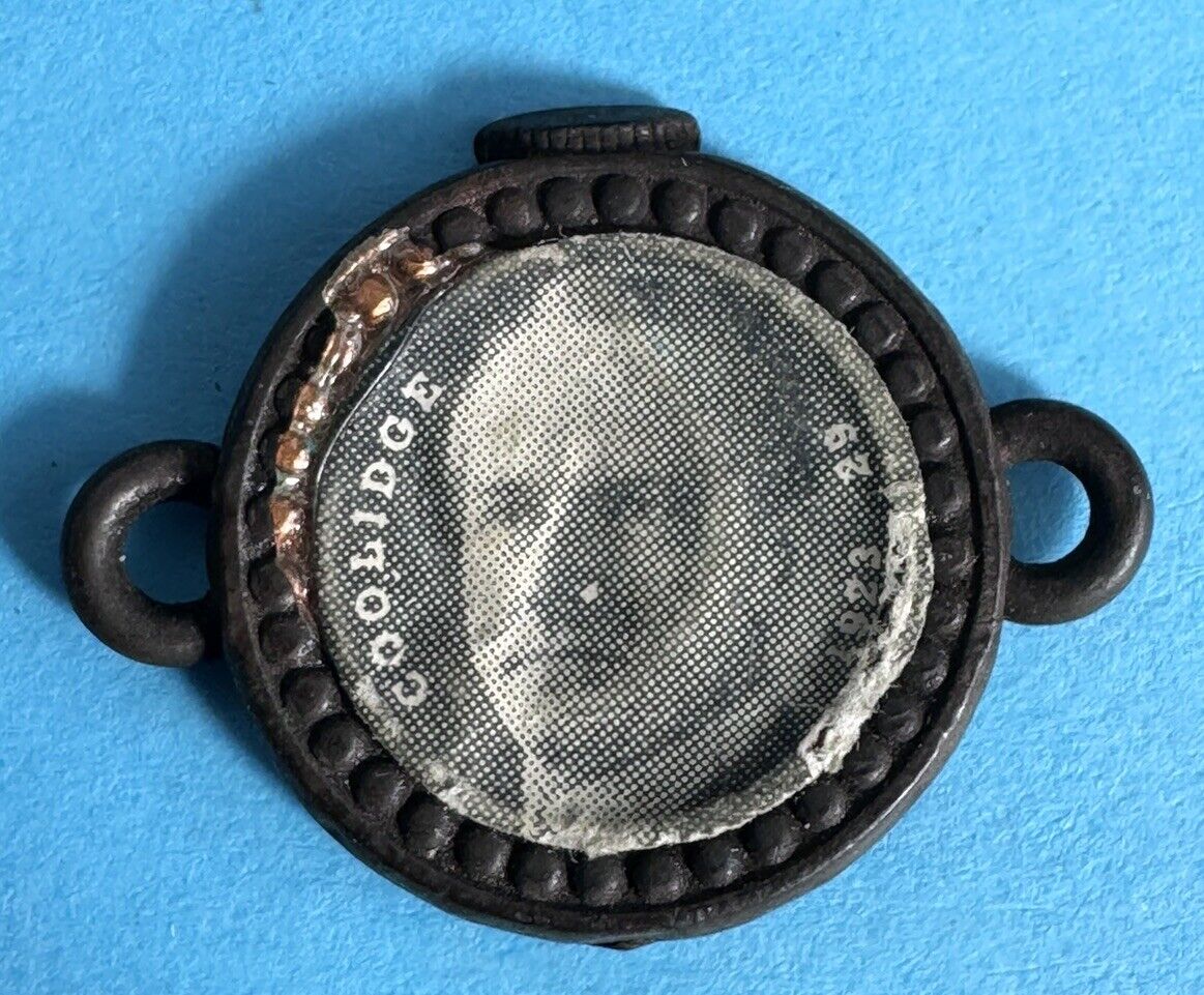 Unusual President Calvin Coolidge 1923-29 Real Photo Small Medallion Charm