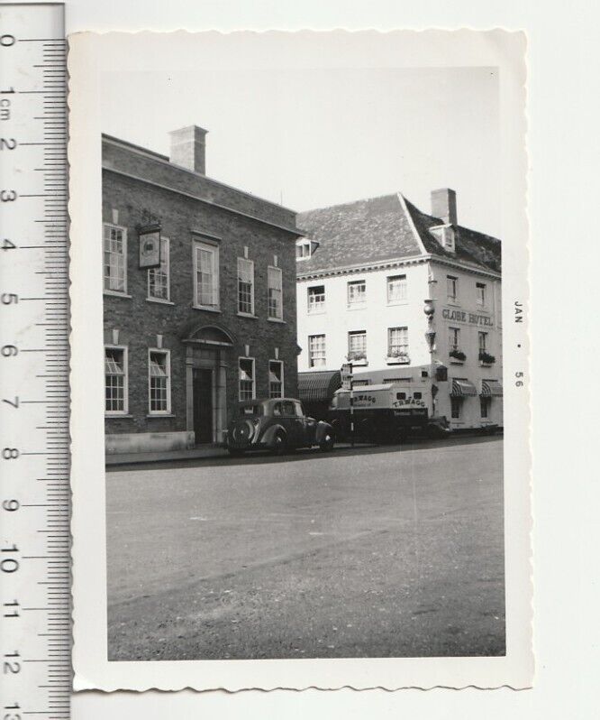 Vtg Photographs Globe Hotel England 1956 And Church Old Cars Street Bread Van 