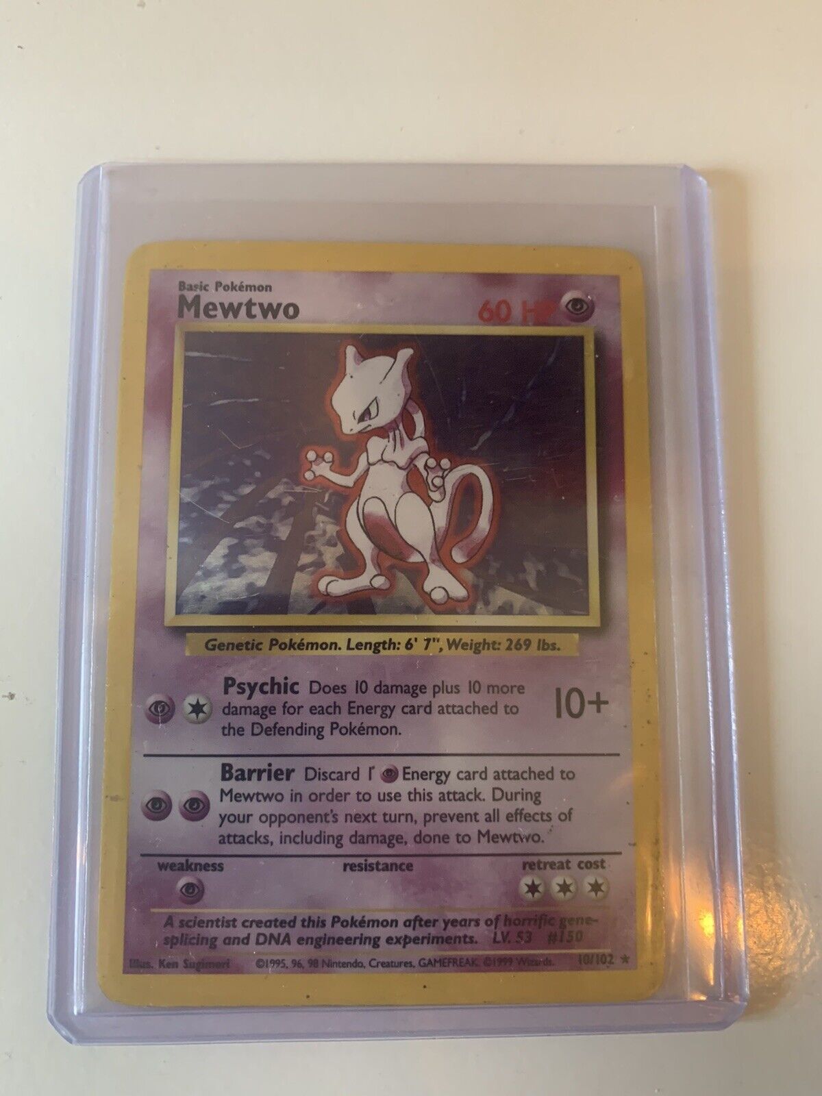 Mewtwo - 10/102 - Holo Rare - Base Set - Pokemon Card - Played