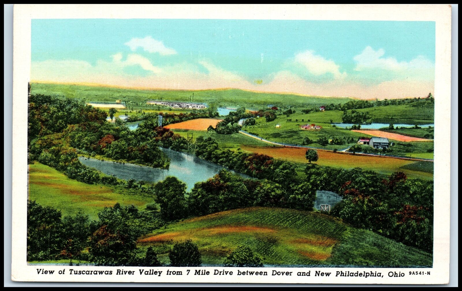 Postcard View Tuscarawas River Valley Dover New Philadelphia OH R31