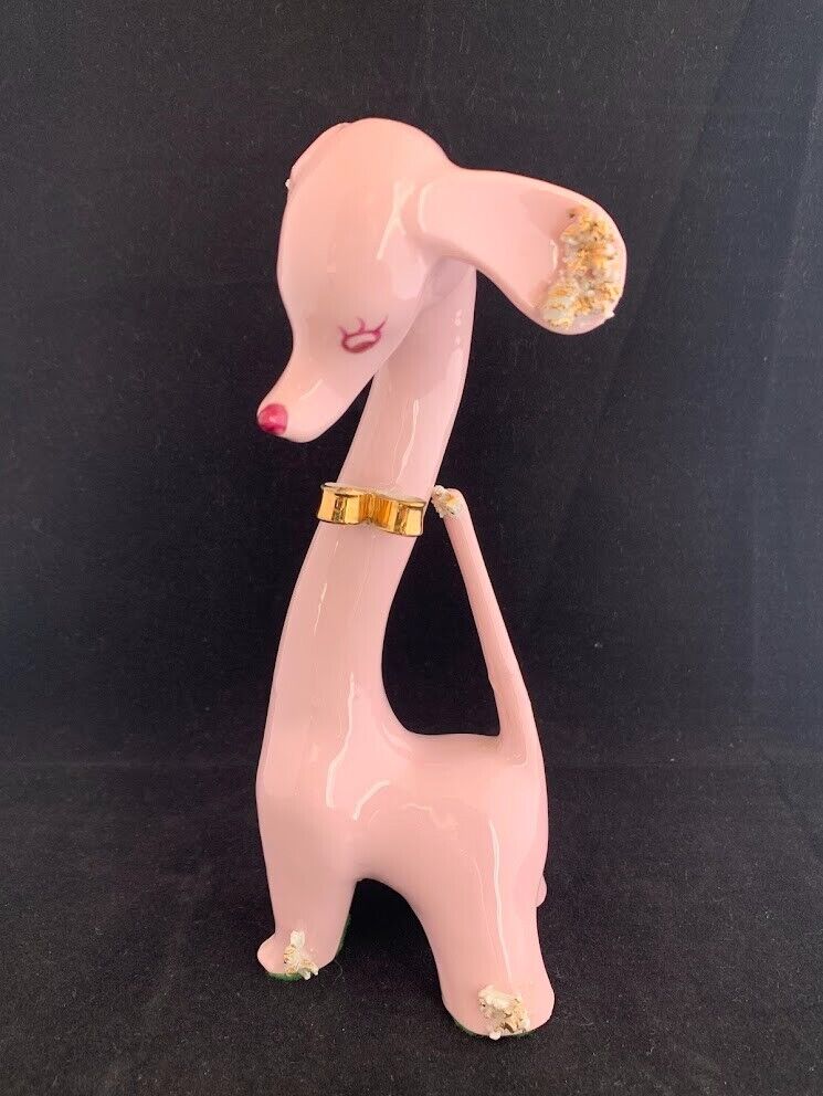 Vintage 1950s Thames Pink Long Neck Spaghetti Dog Figurine