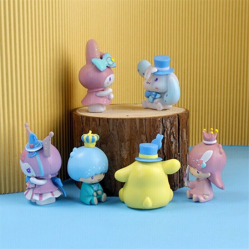 6pcs Cute Kuromi My Melody Hello Kitty Figures Toy Figurine Cake Toppers Decor A
