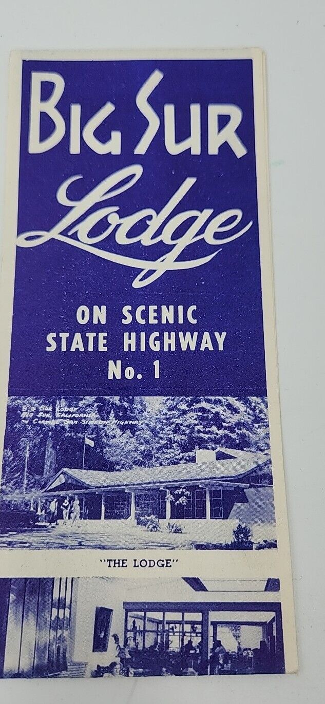 Vintage Big Sur Lodge CA Travel Brochure Pacific Coast Highway 1 Map 1940-50s