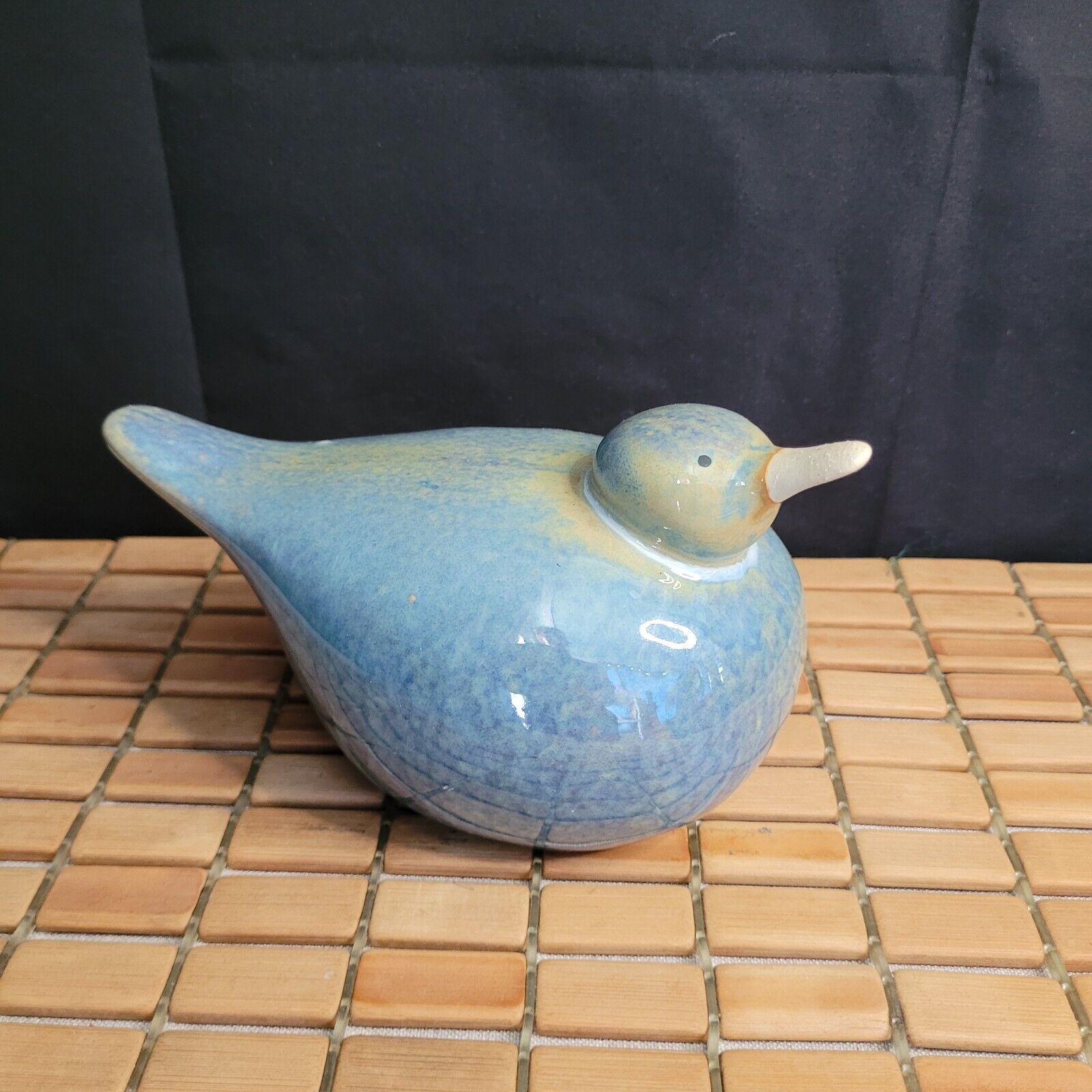 Large Ceramic Blue Beige Bird Seagull Pottery Figurine Home Decor Garden