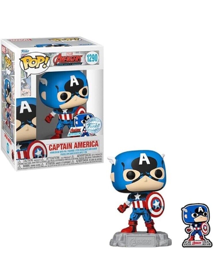 The Avengers Earth's Mightiest Heroes Captain America with Pin, Amazon Ex #1290