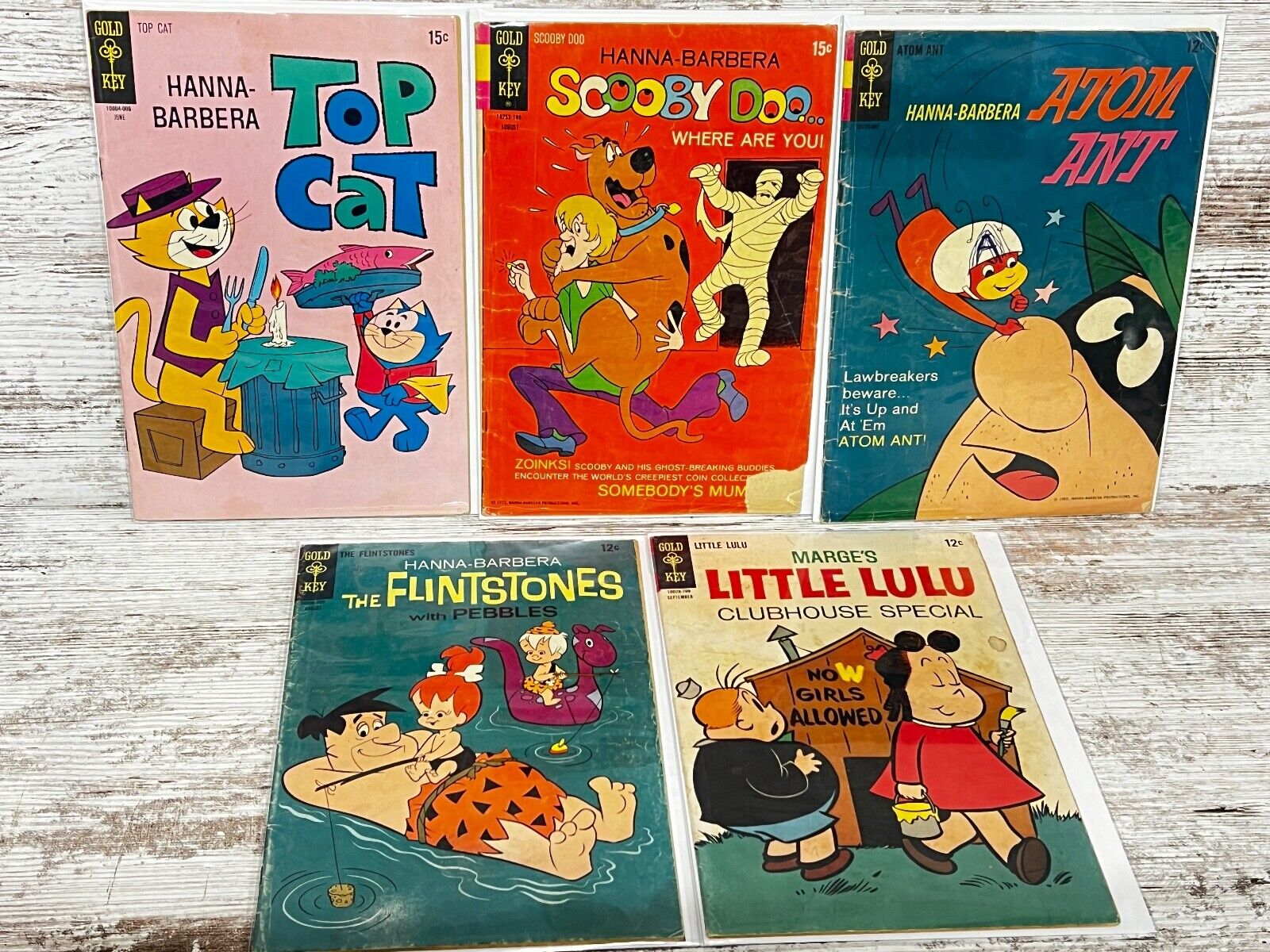 Lot of 5 Gold Key Hanna-Barbera Comics Top Cat Scooby Doo Atom Ant Flintstones