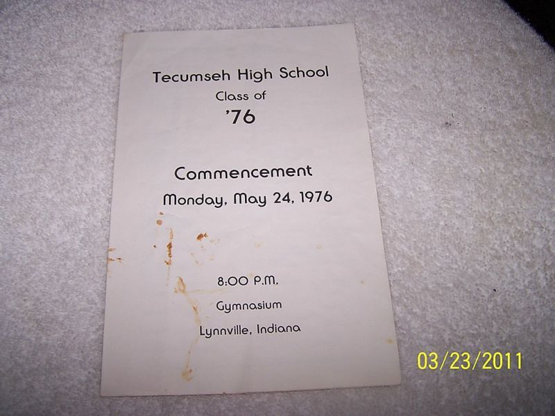 1976 Commencement Program Tecumseh High School IN