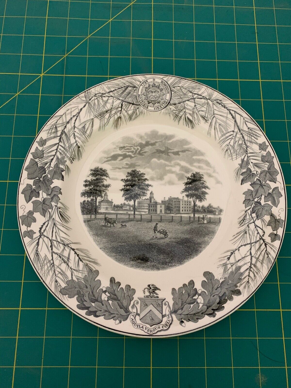 Wedgwood Bowdoin College 1948 - The Campus in 1822 10.5 Inch Dinner Plate