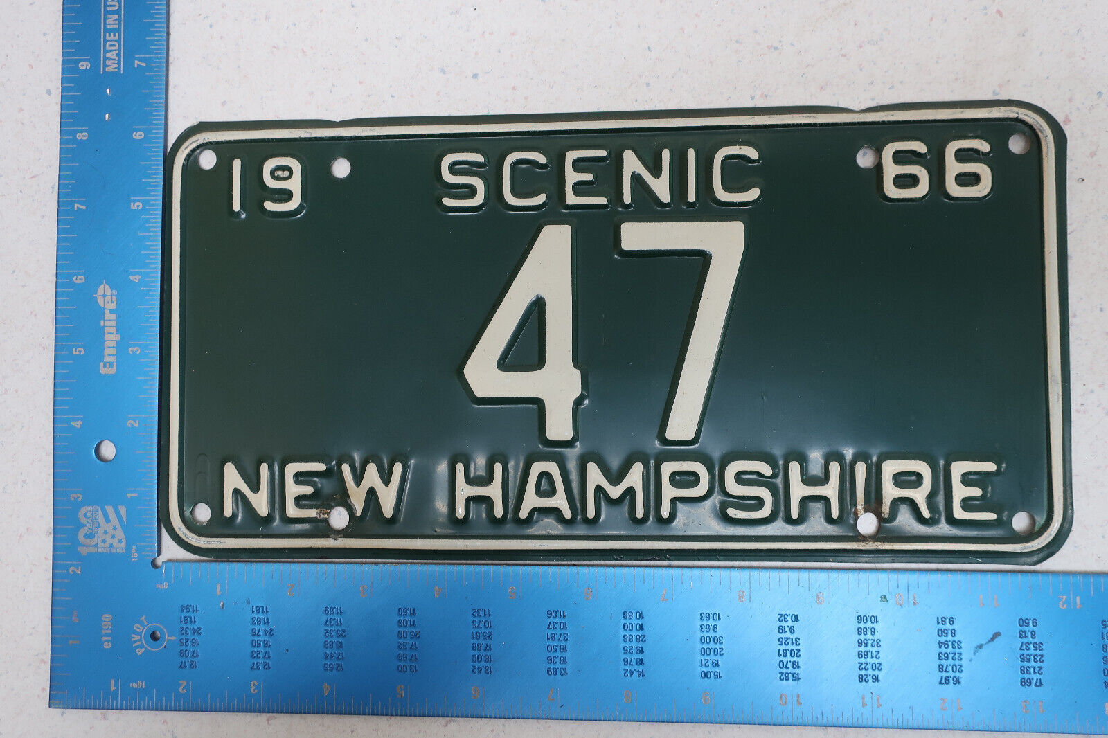 1966 66 NEW HAMPSHIRE NH LICENSE PLATE #47 LOW NUMBER TWO 2 DIGIT TAG