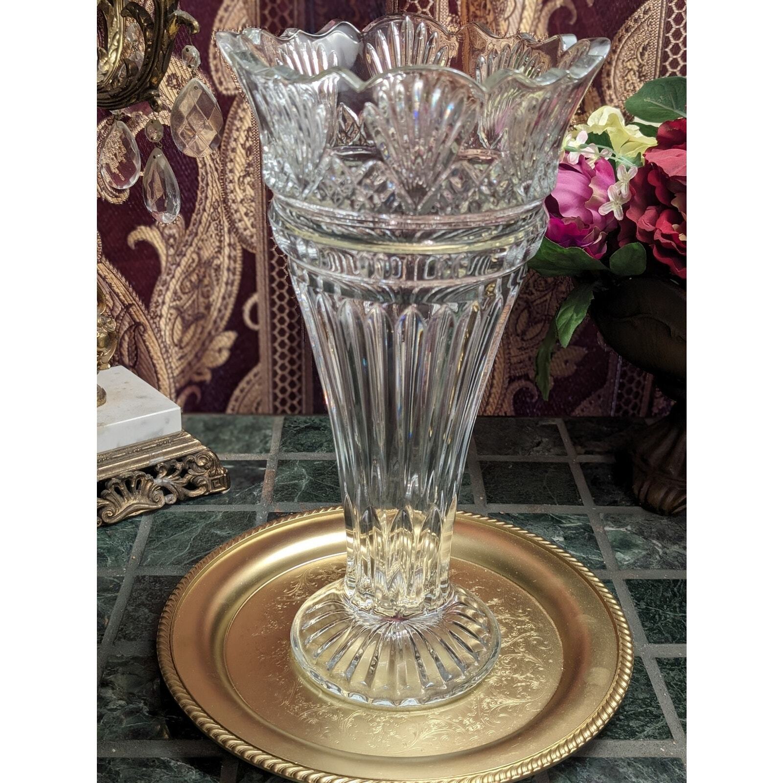 Large Ornate Shannon of Ireland 22% Lead Crystal Vase by Godinger 