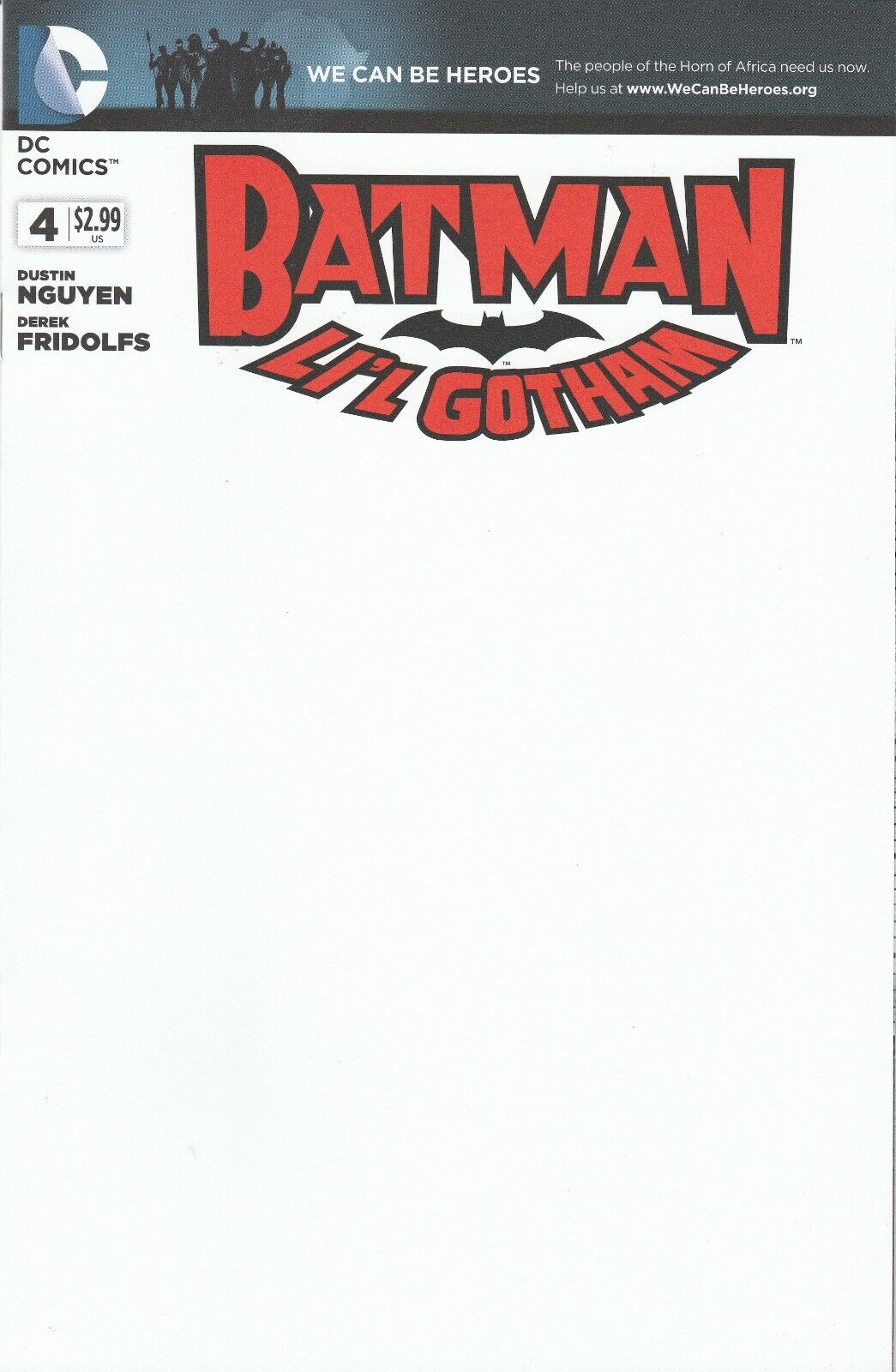 BATMAN LI\'L GOTHAM #4 (2013) CARDSTOCK BLANK VARIANT OVERCOVER ~ UNREAD NM
