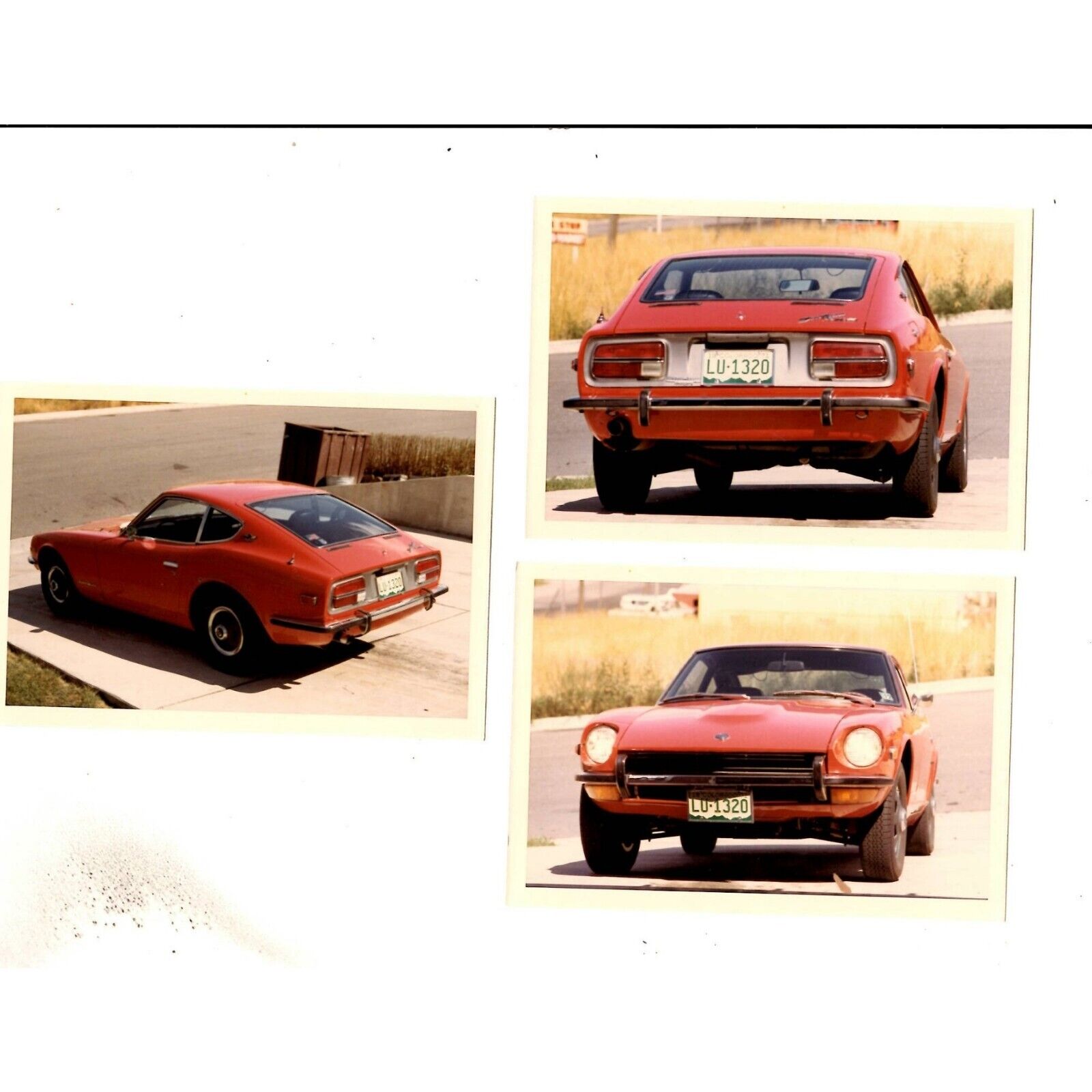 1971 Datsun 240Z Red Set of 3 Photographs Snap Shots Colorado Vintage Car Auto