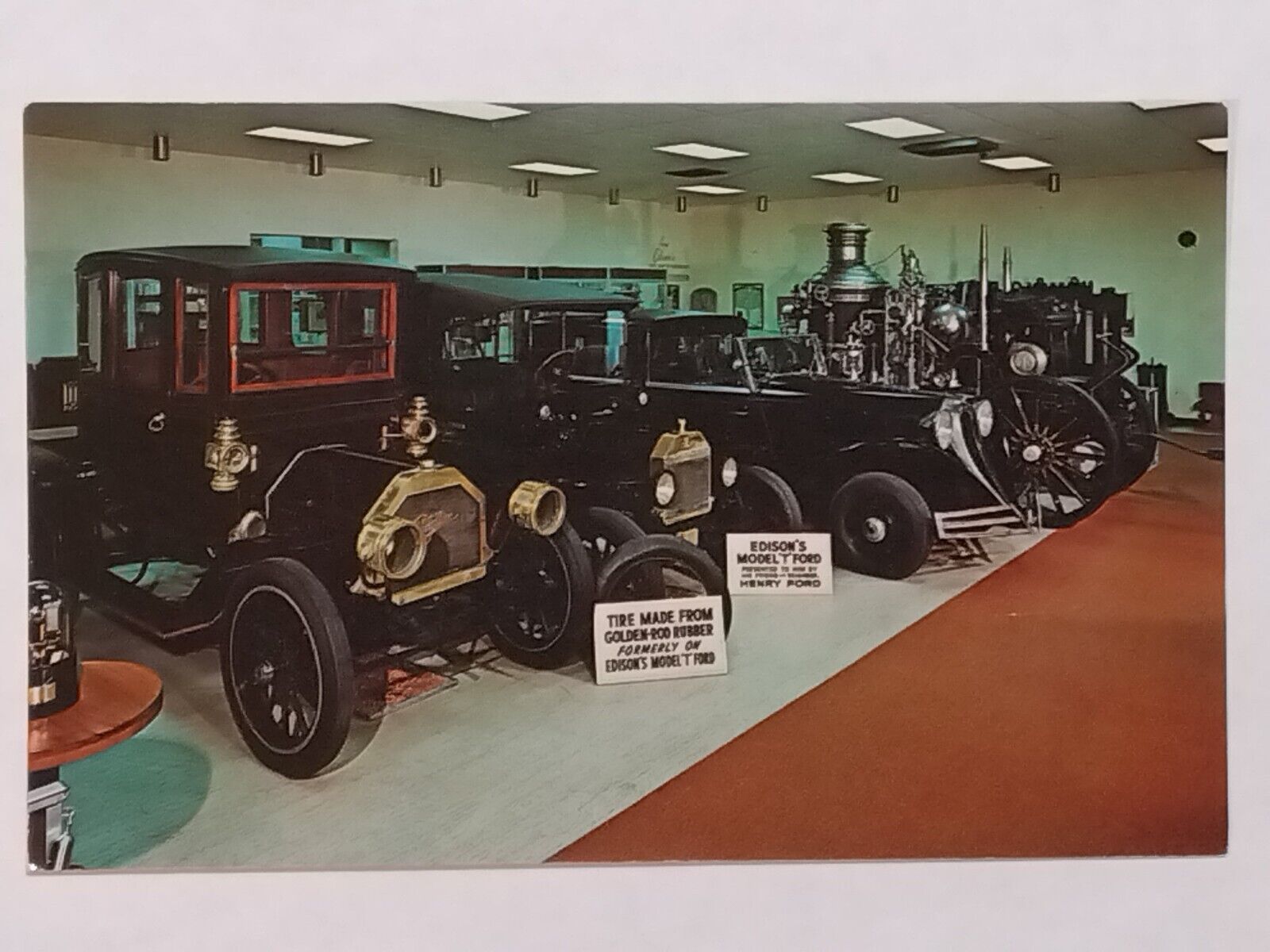 Edison\'s 1908 Cadillac 1907 Model T Lafrance Steam Fire Engine 1906 Postcard