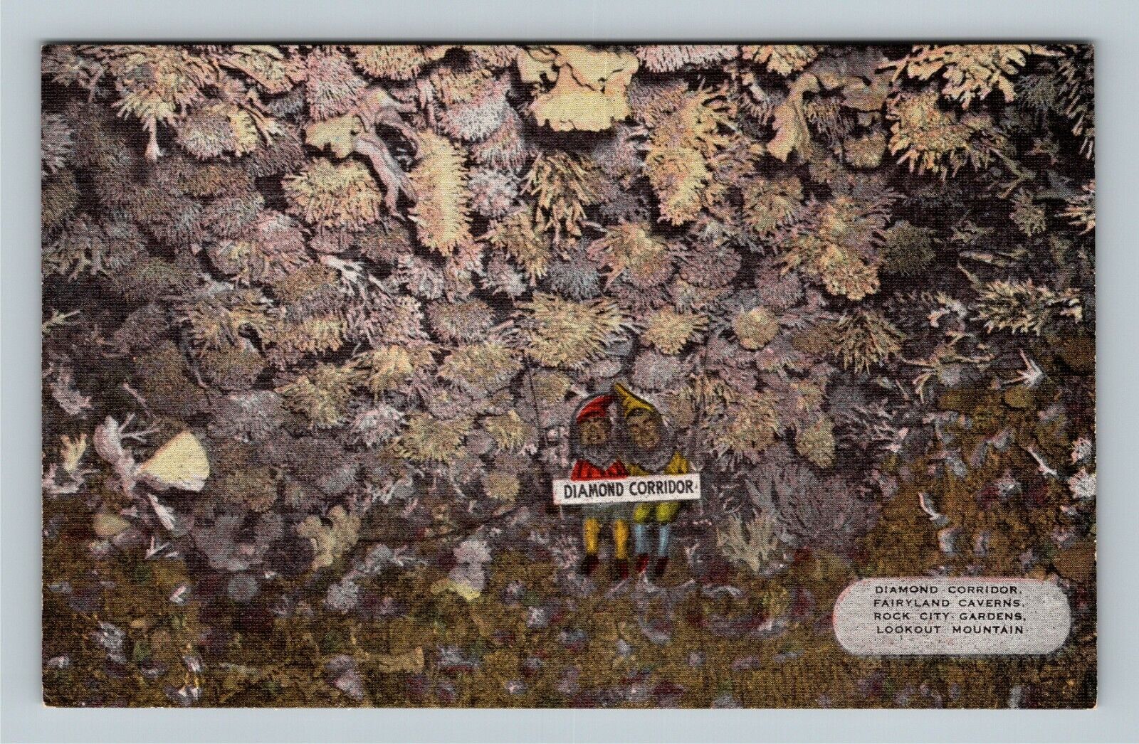 Lookout Mountain TN Diamond Corridor FairylCaverns Tennessee Vintage Postcard