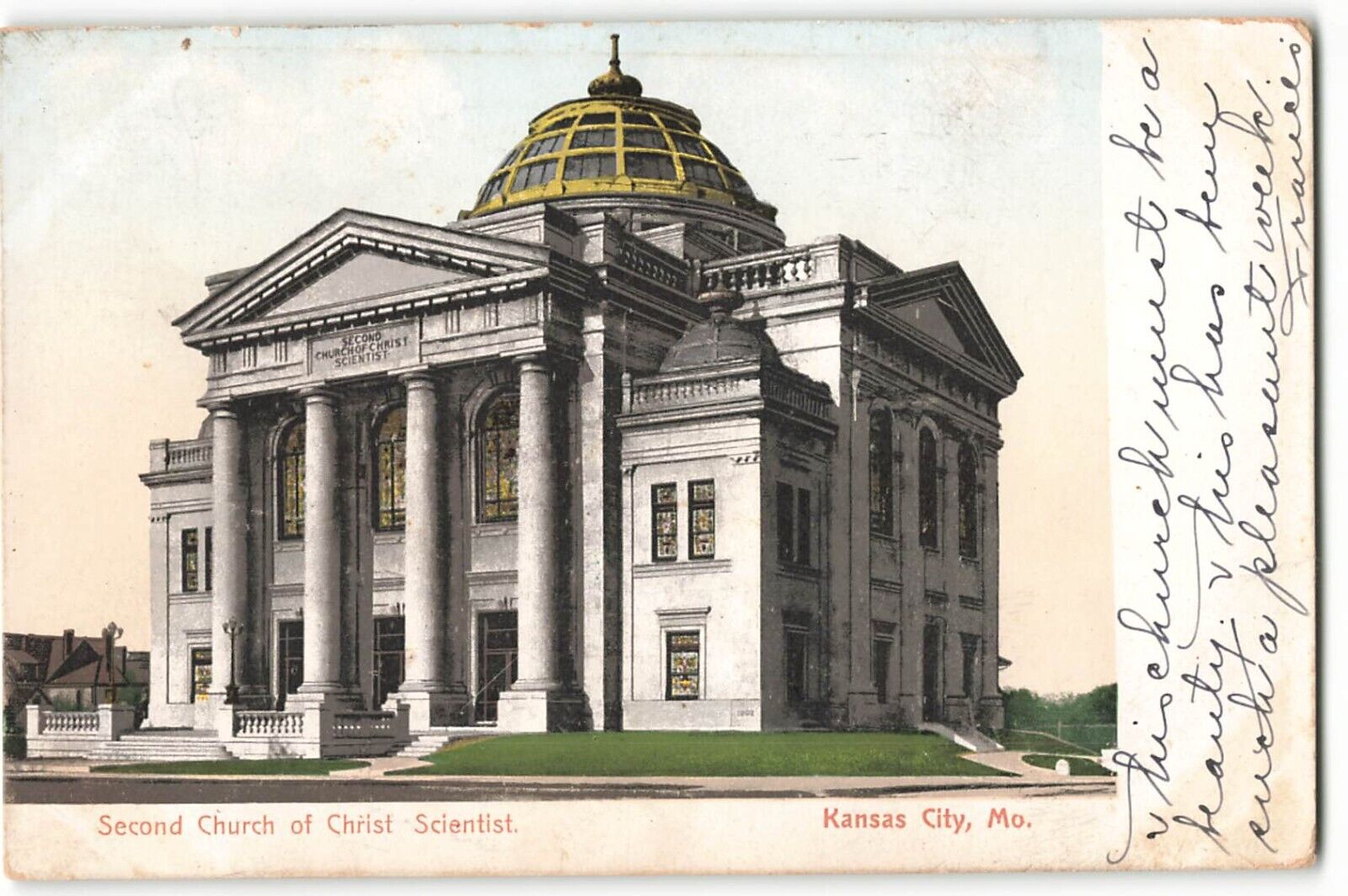Postcard 1906 Second Church of Christ Scientist, Kansas City, Mo VTG ME3.