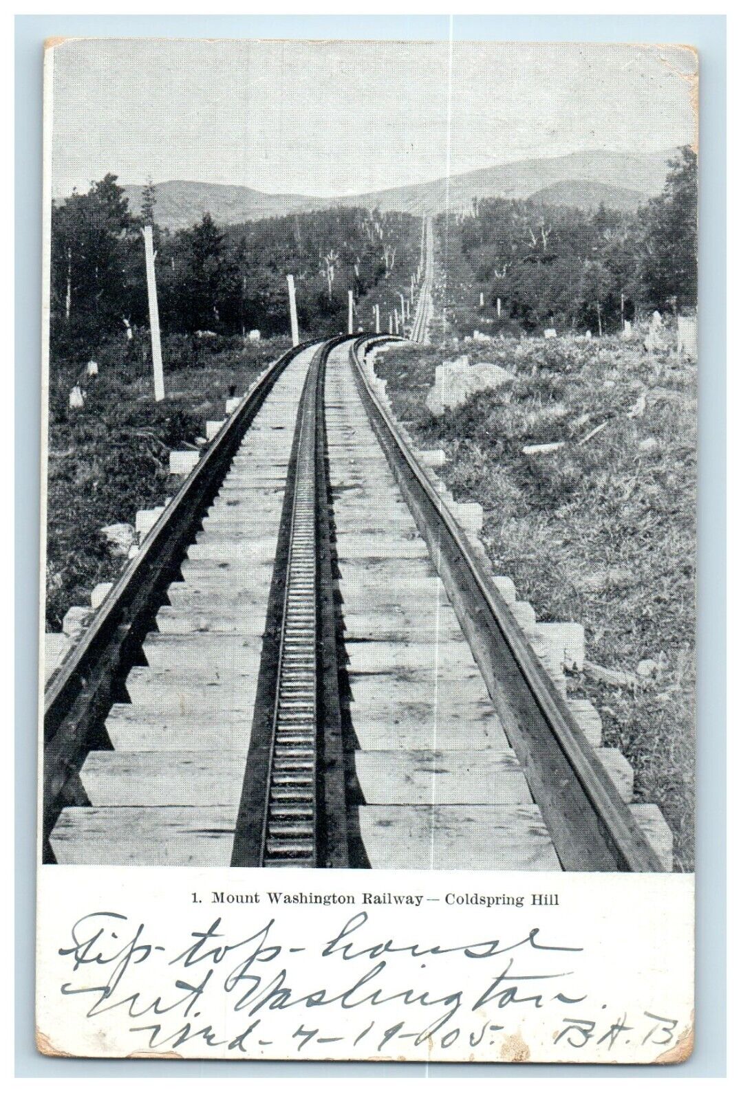 1905 Mount Washington NH, Railway Coldspring Hill Railroad Train Posted Postcard