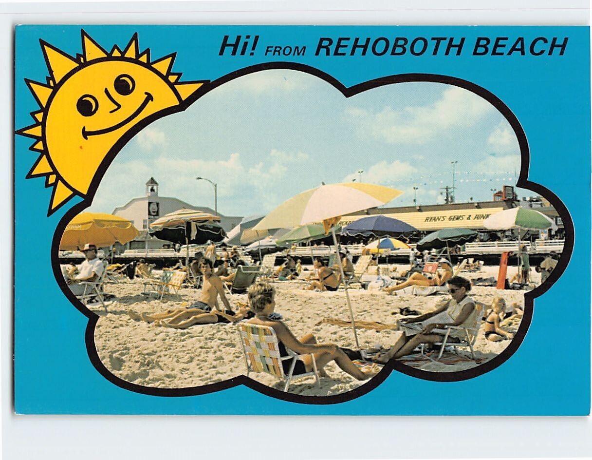 Postcard Beach Scene Greetings from Rehobooth Beach Delaware USA