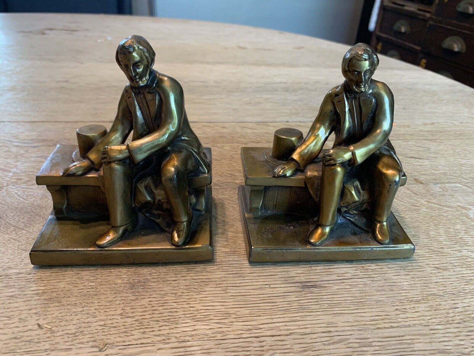 Antique Abraham Lincoln Metal Bookends