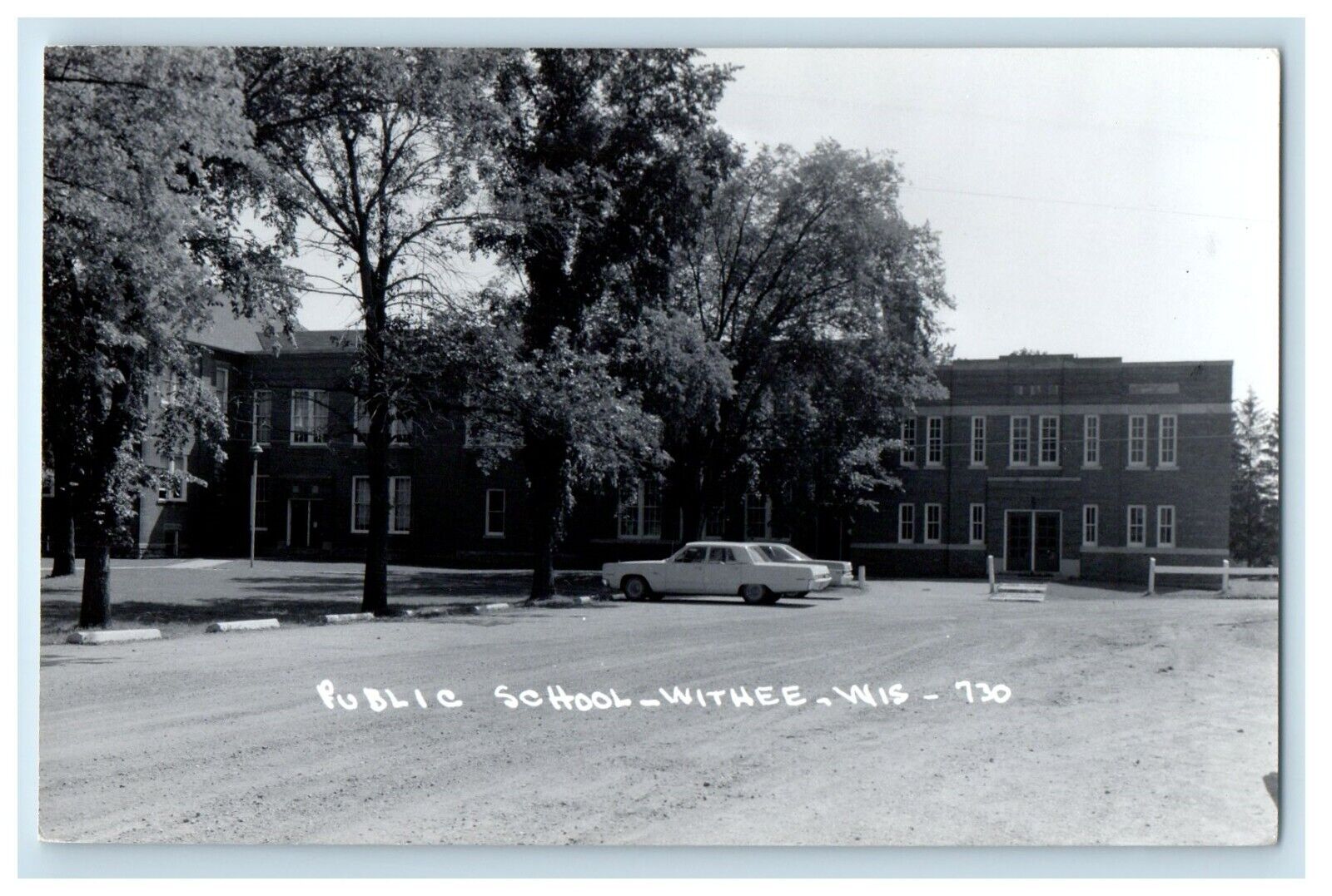 c1950's Public School Building Cars Withee Wisconsin WI RPPC Photo Postcard