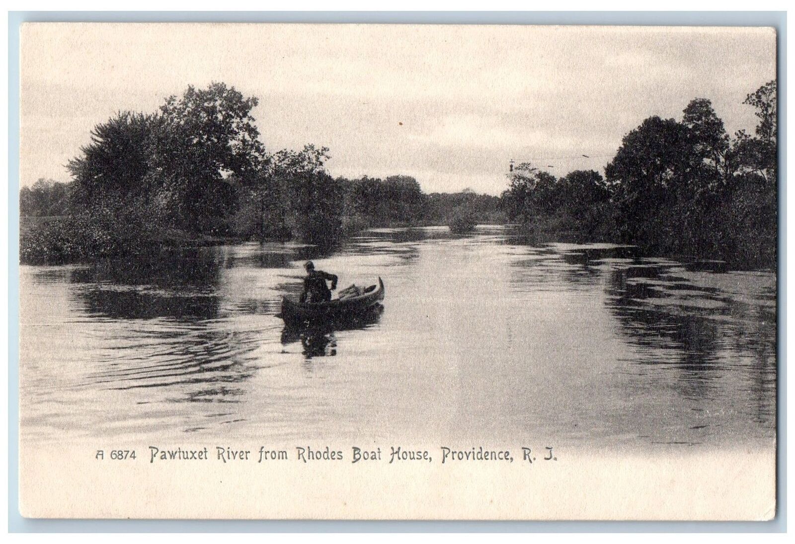 Providence Rhode Island RI Postcard Pawtuxet River From Rhodes Boat House c1905s