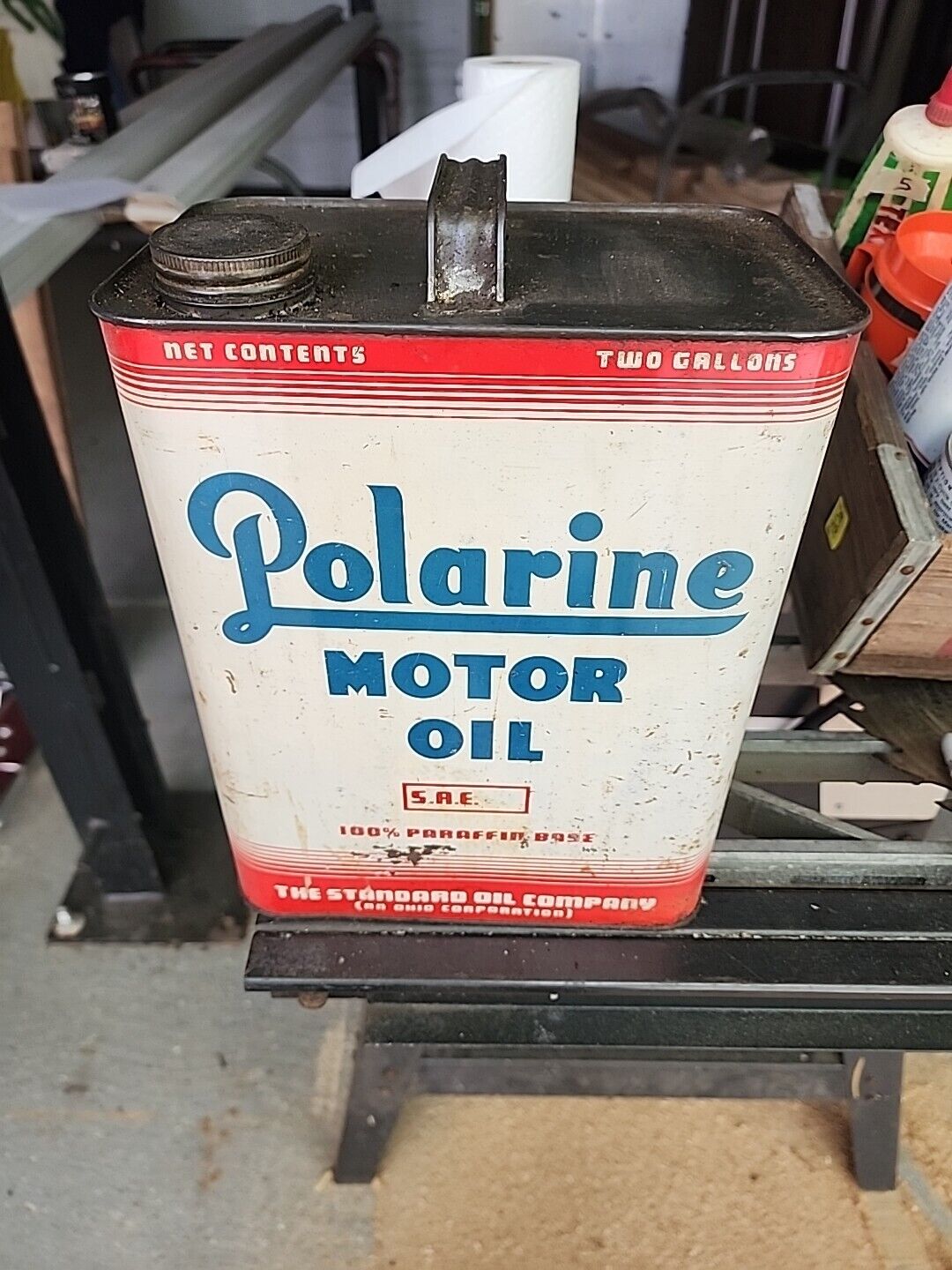 Vintage Polarine Motor Oil Can 2 Gallon Standard Oil Ohio