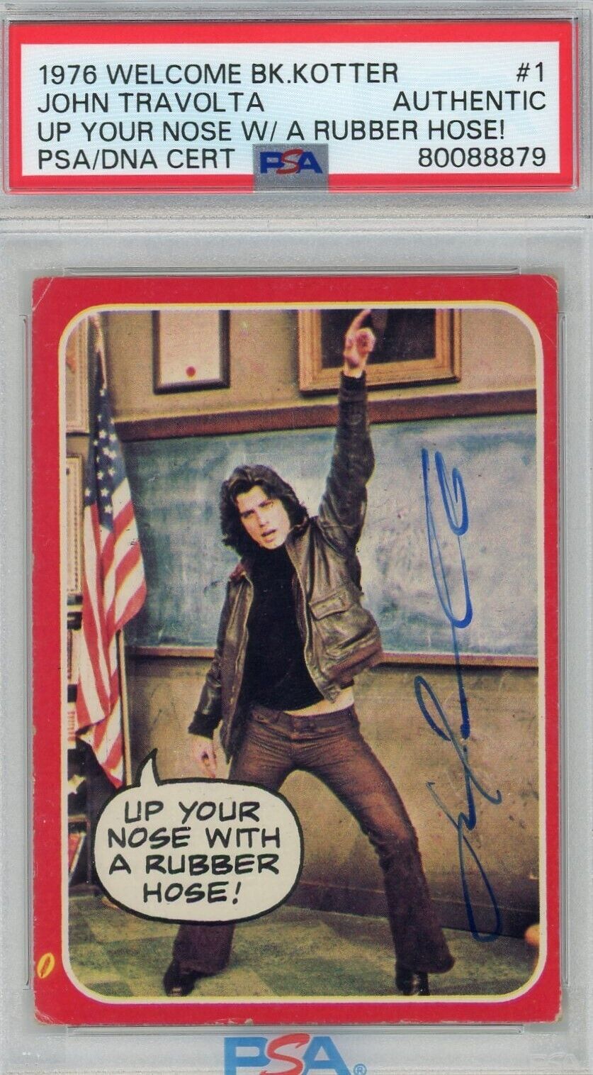 John Travolta 1976 Topps Welcome Back Kotter #1 Rookie Card Autograph PSA/DNA