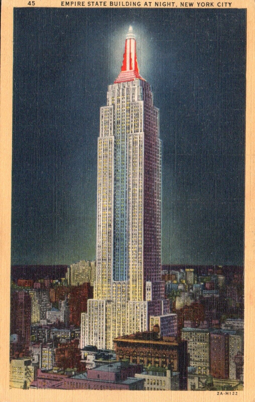 Postcard NY New York City Empire State Building by Night 1944 Vintage PC J5074