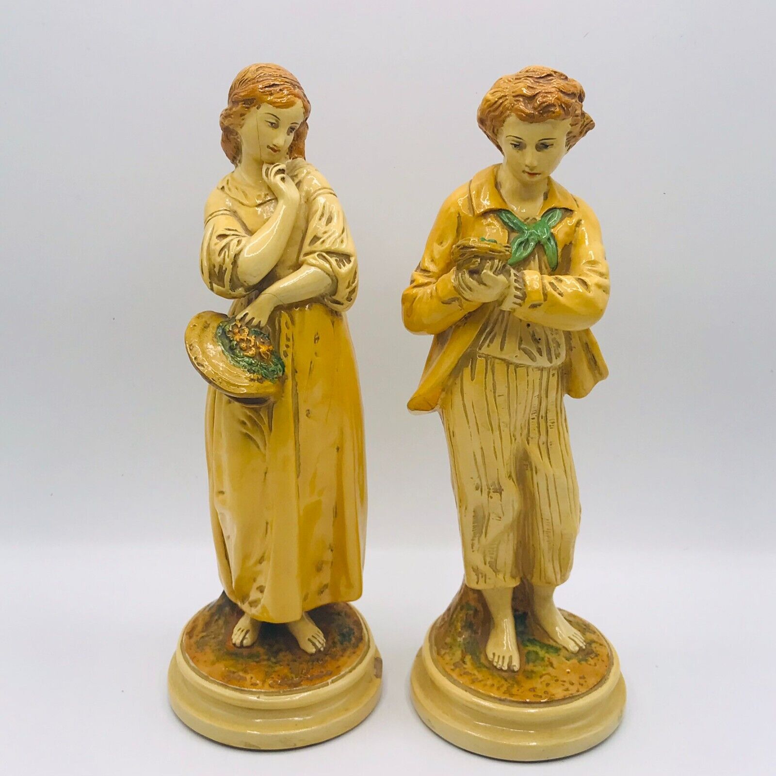 Pair Of Vintage Borghese Chalkware Figurines 10.5\