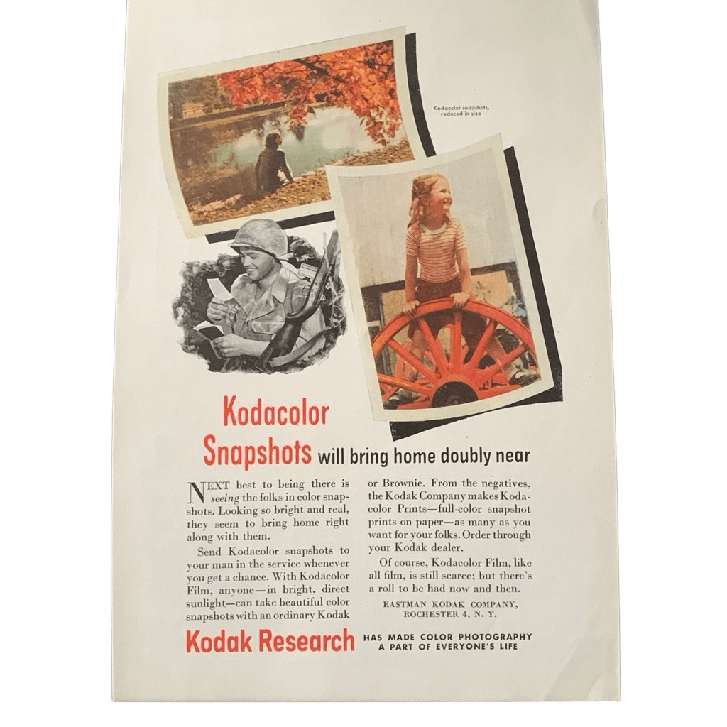 Vintage 1945 Kodak Kodacolor Snapshots Ad Advertisement