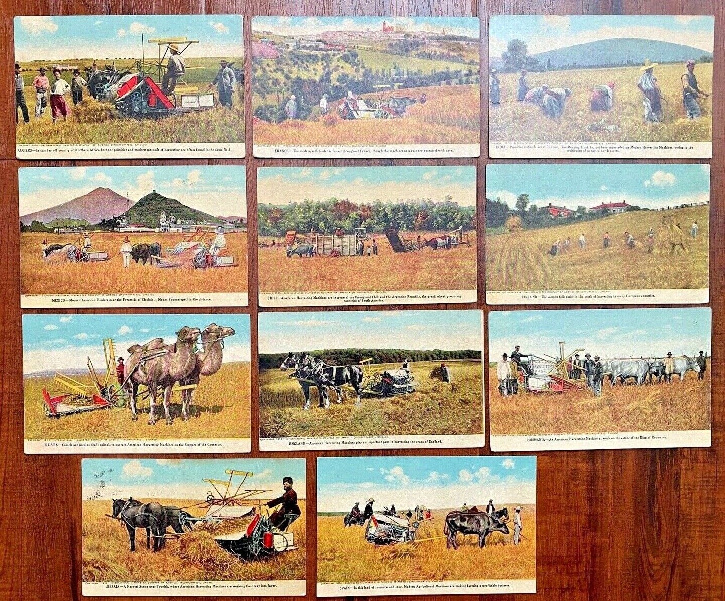 Eleven Postcards Farming Machines Around The World~133901