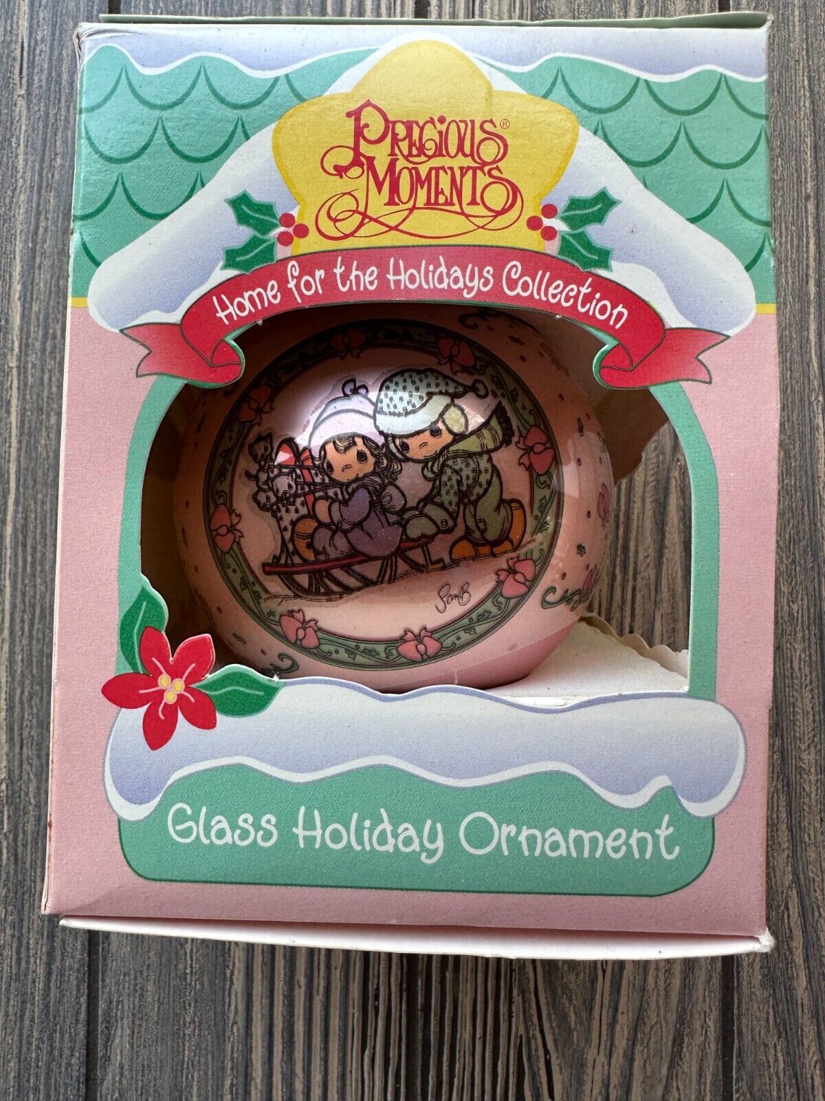 1995 Precious Moments Glass Holiday Ornament Home For The Holidays Collection