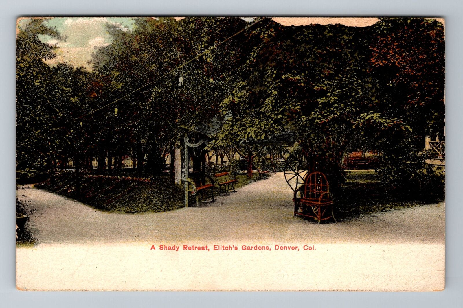 Denver CO-Colorado, A Shady Retreat, Elitch's Gardens, c1911 Vintage Postcard