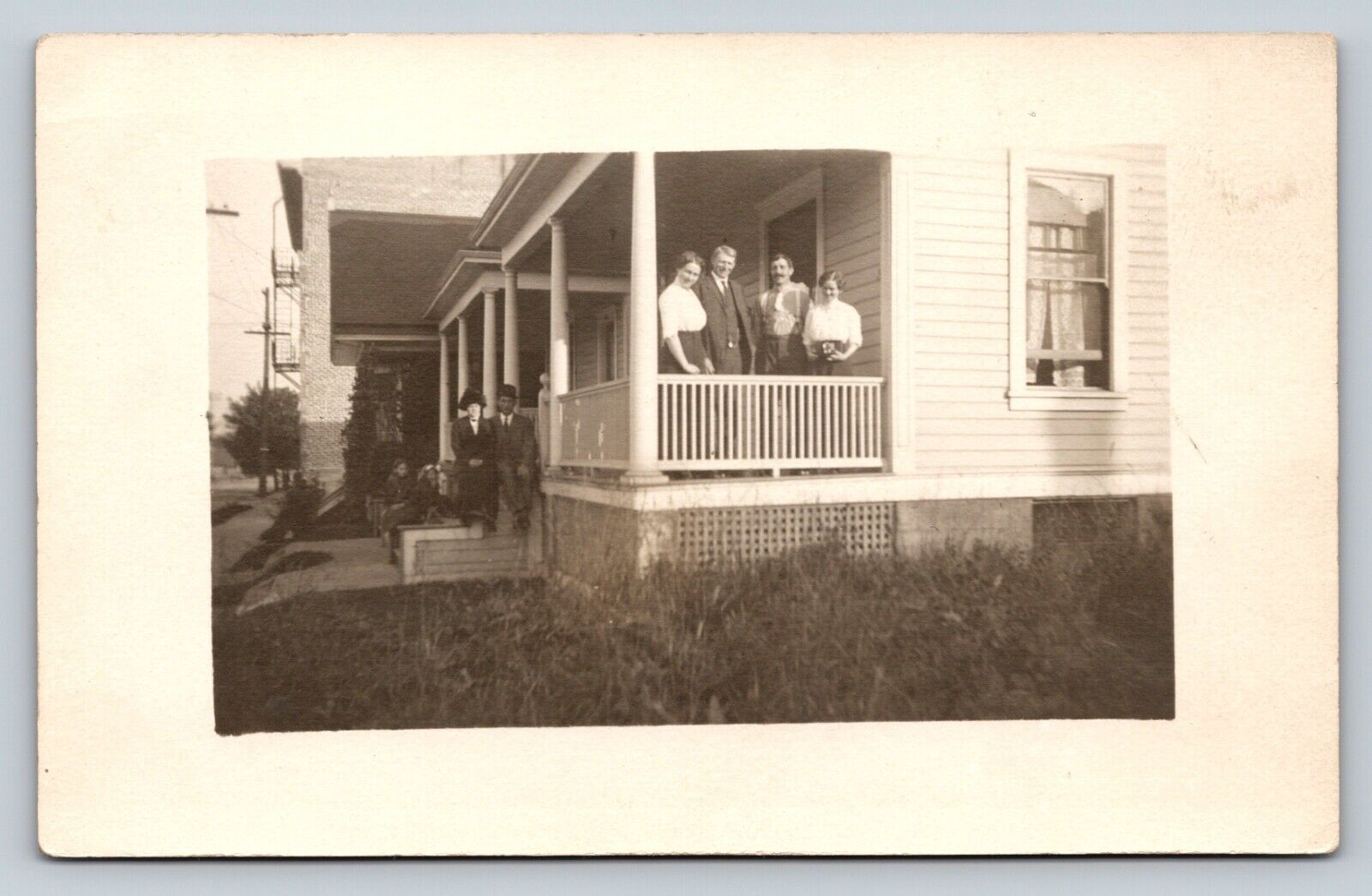 RPPC People Visiting on Porch AZO 1904-1918 ANTIQUE Postcard 1324