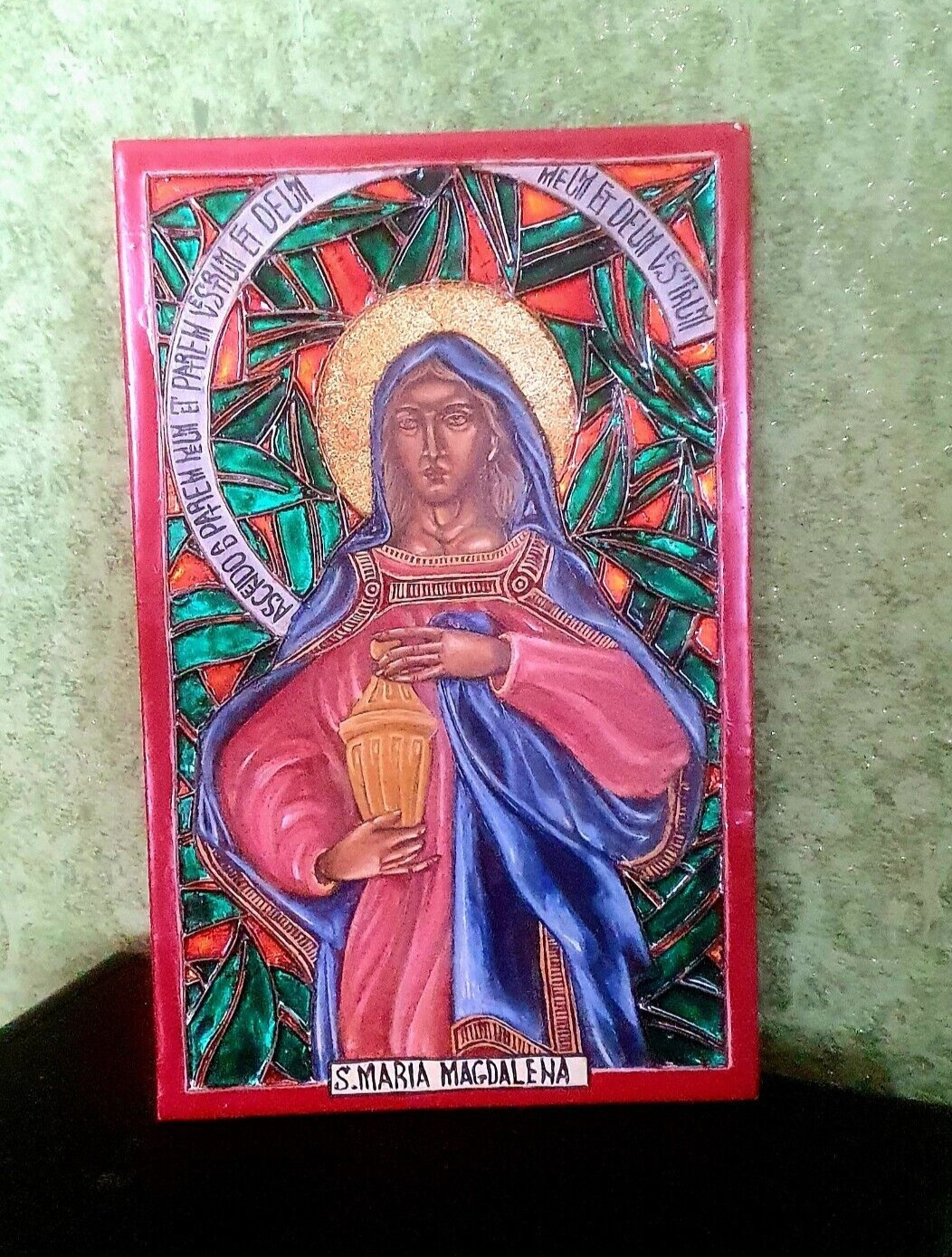 Icon of St. Mary Magdalene, hand-painted on natural wood.