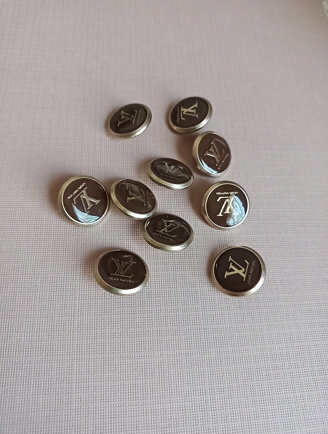 Lot Of 10  Brown Lv  Button, 18mm  Gold Designer Button REPLACEMENT Lv  BUTTON