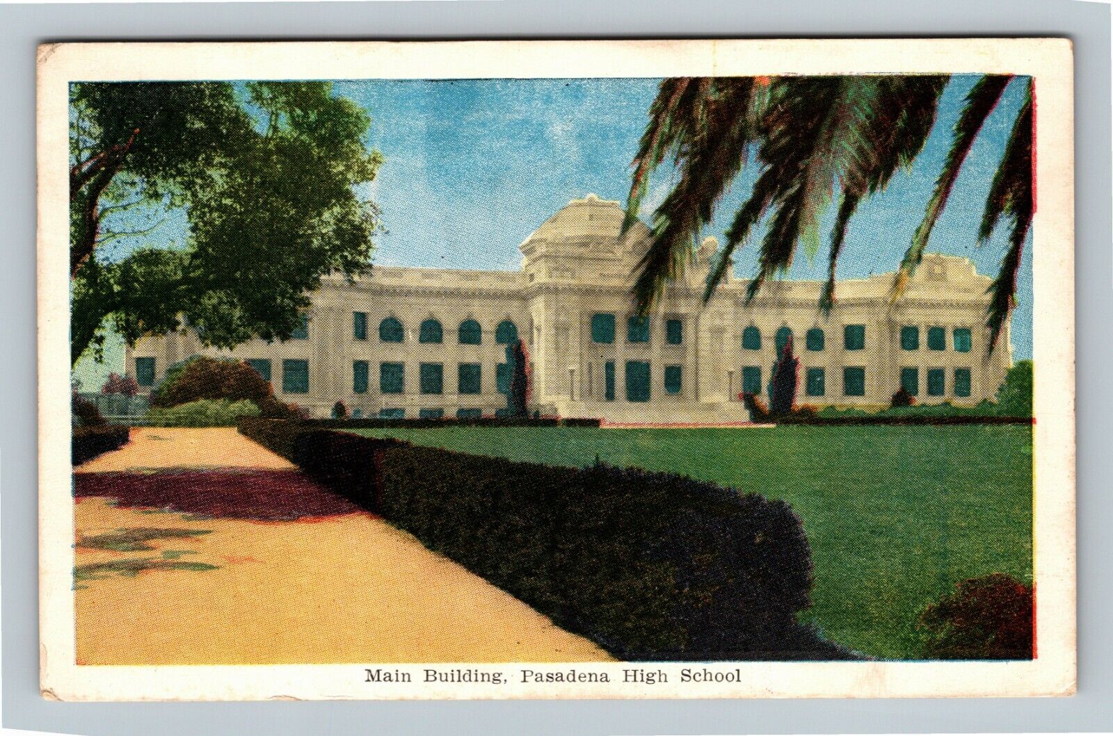 Pasadena CA, Pasadena High School, Main Building, California Vintage Postcard