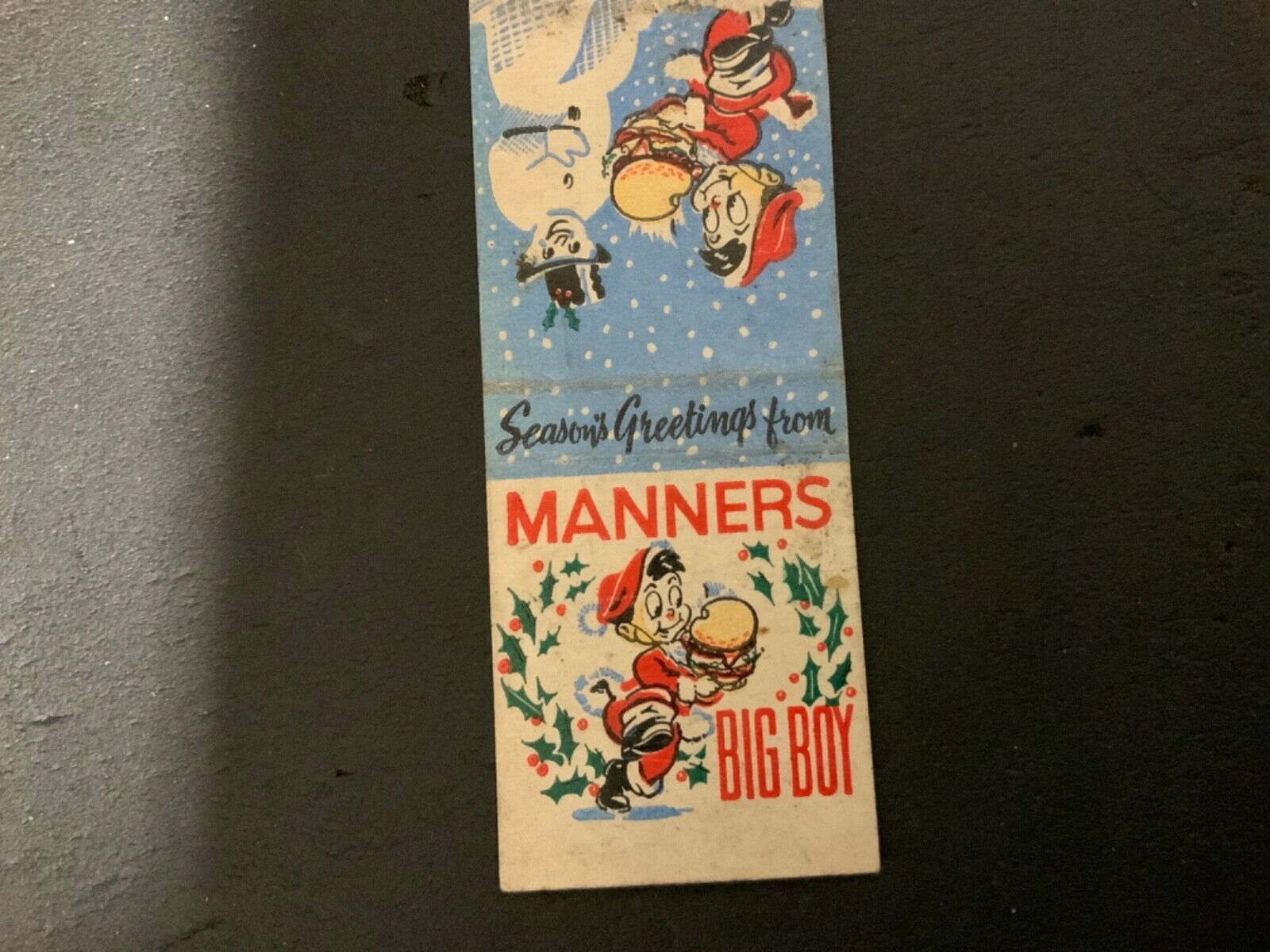 1930s-40s+ MATCHBOOK- HAMBURGERS - MANNER’S BIG BOY - #2474