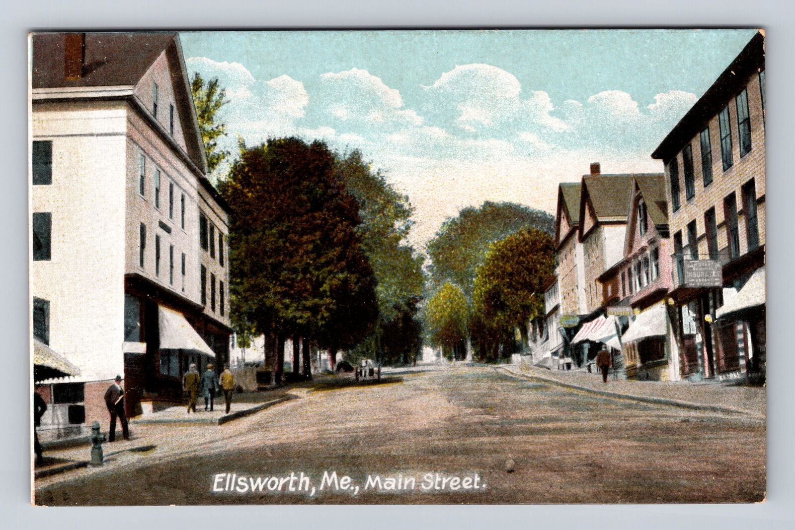 Ellsworth ME-Maine, Main Street, Advertisement, Antique, Vintage Postcard