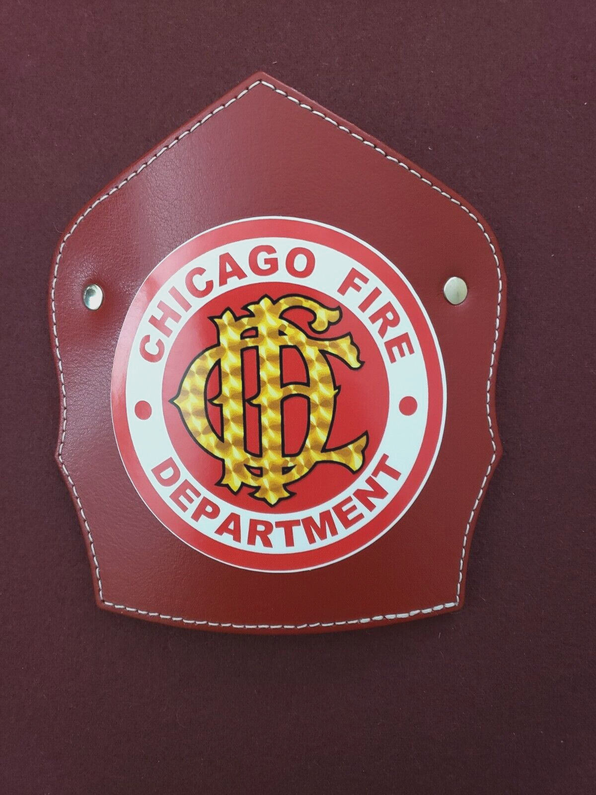 Leather Firefighter Shield Front Chicago FD Decal