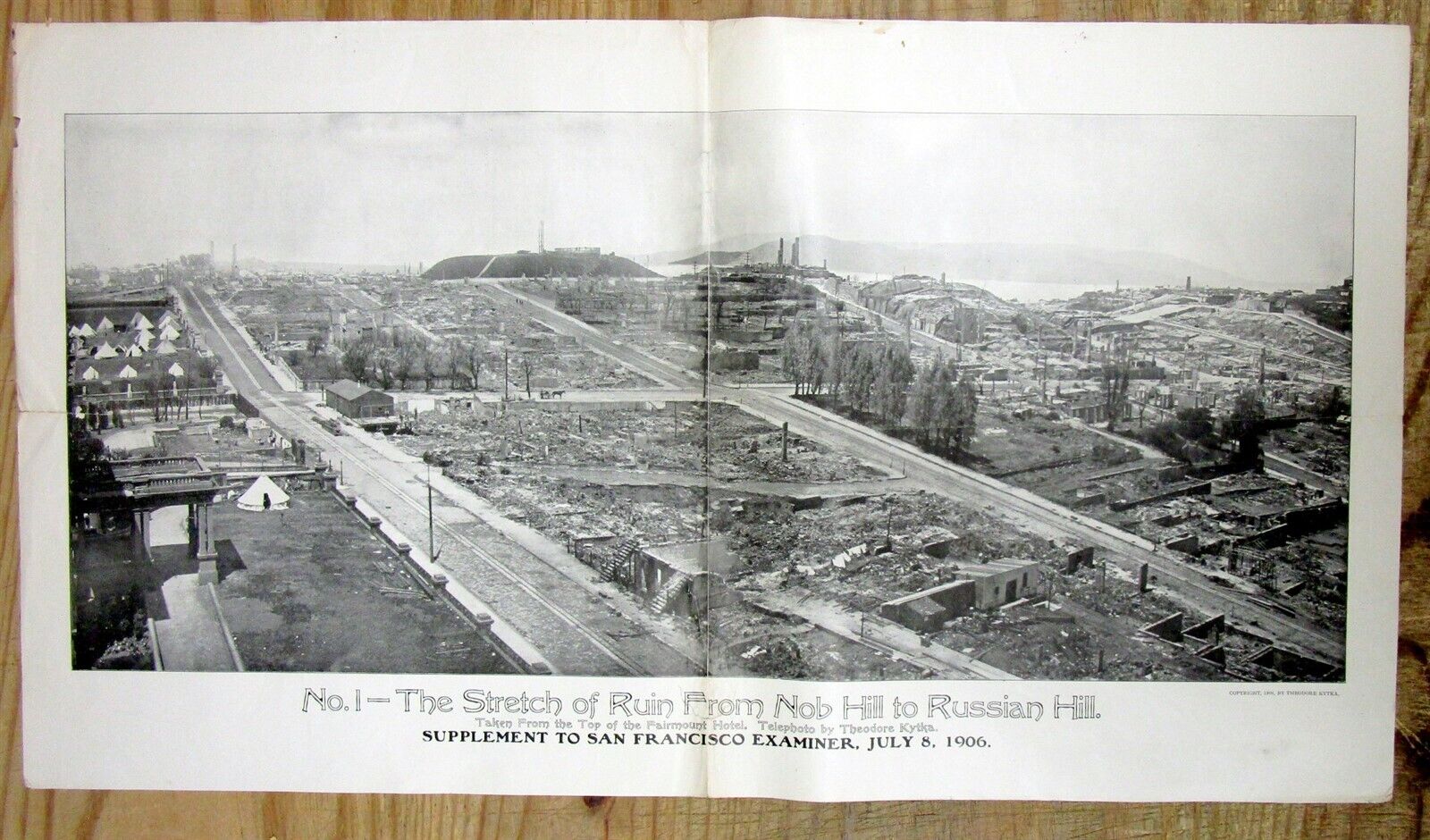 Large 1906 newspaper broadside extra SAN FRANCISCO EARTHQUAKE damage NOB HILL to