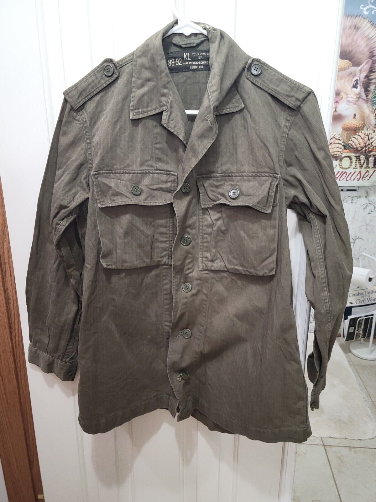 Original Genuine Belgian Belgium Army Field Shirt Jacket Olive 1971 Medium 40/23