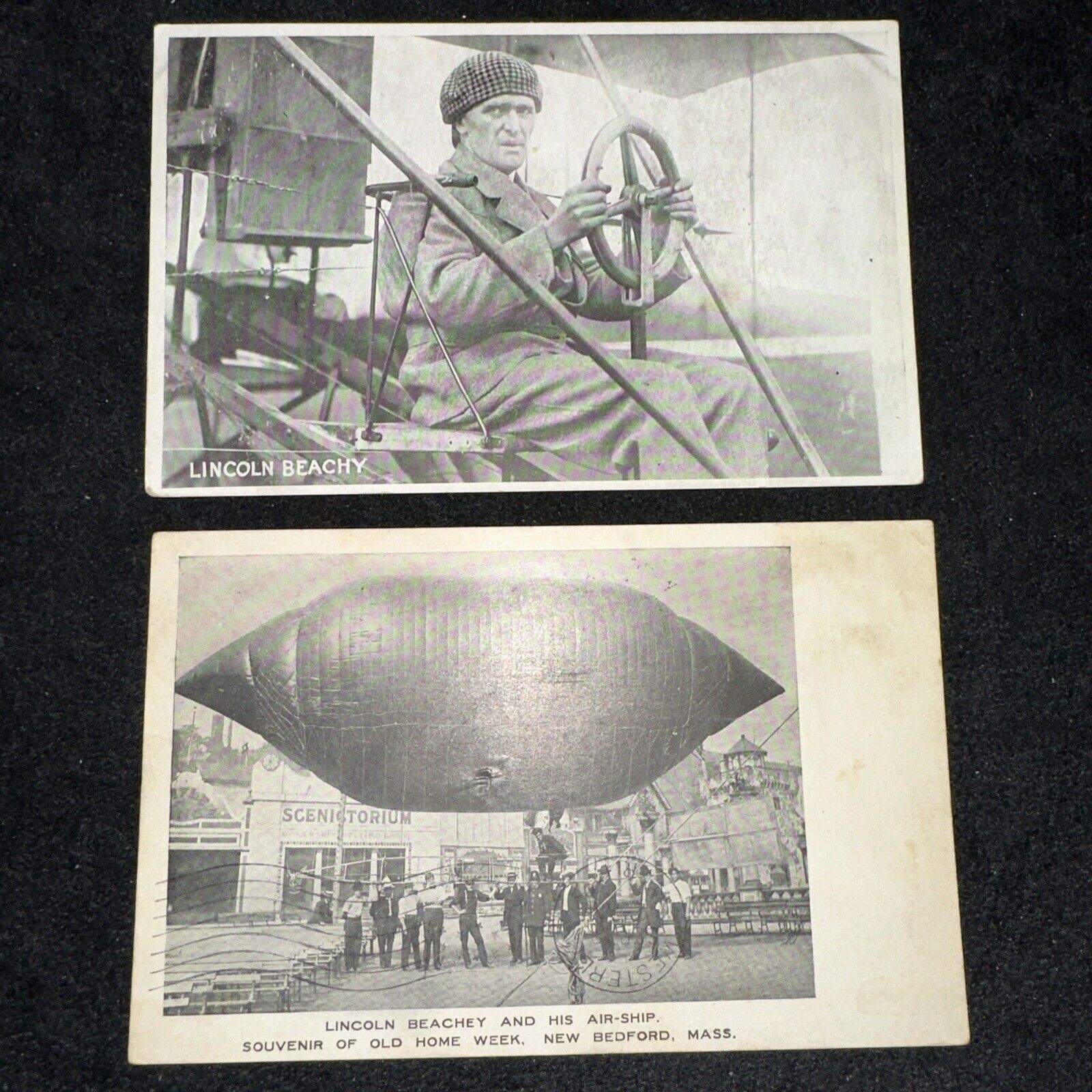 1911 Postcard Aviator Lincoln Beachy RPPC Lot of 2 Air Ship Aviation RARE