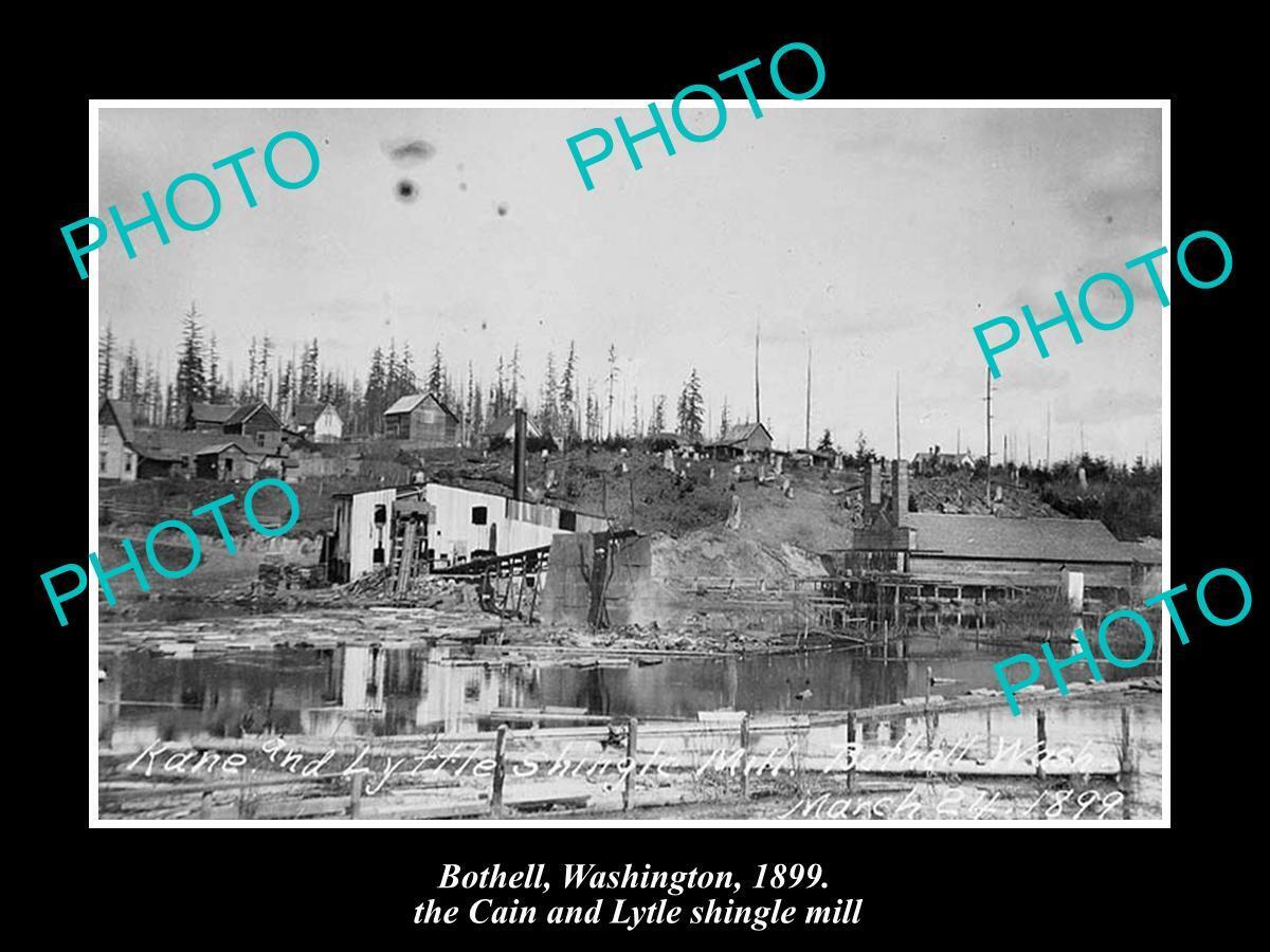OLD LARGE HISTORIC PHOTO OF BOTHELL WASHINGTON VIEW OF THE SHINGLE MILL c1899