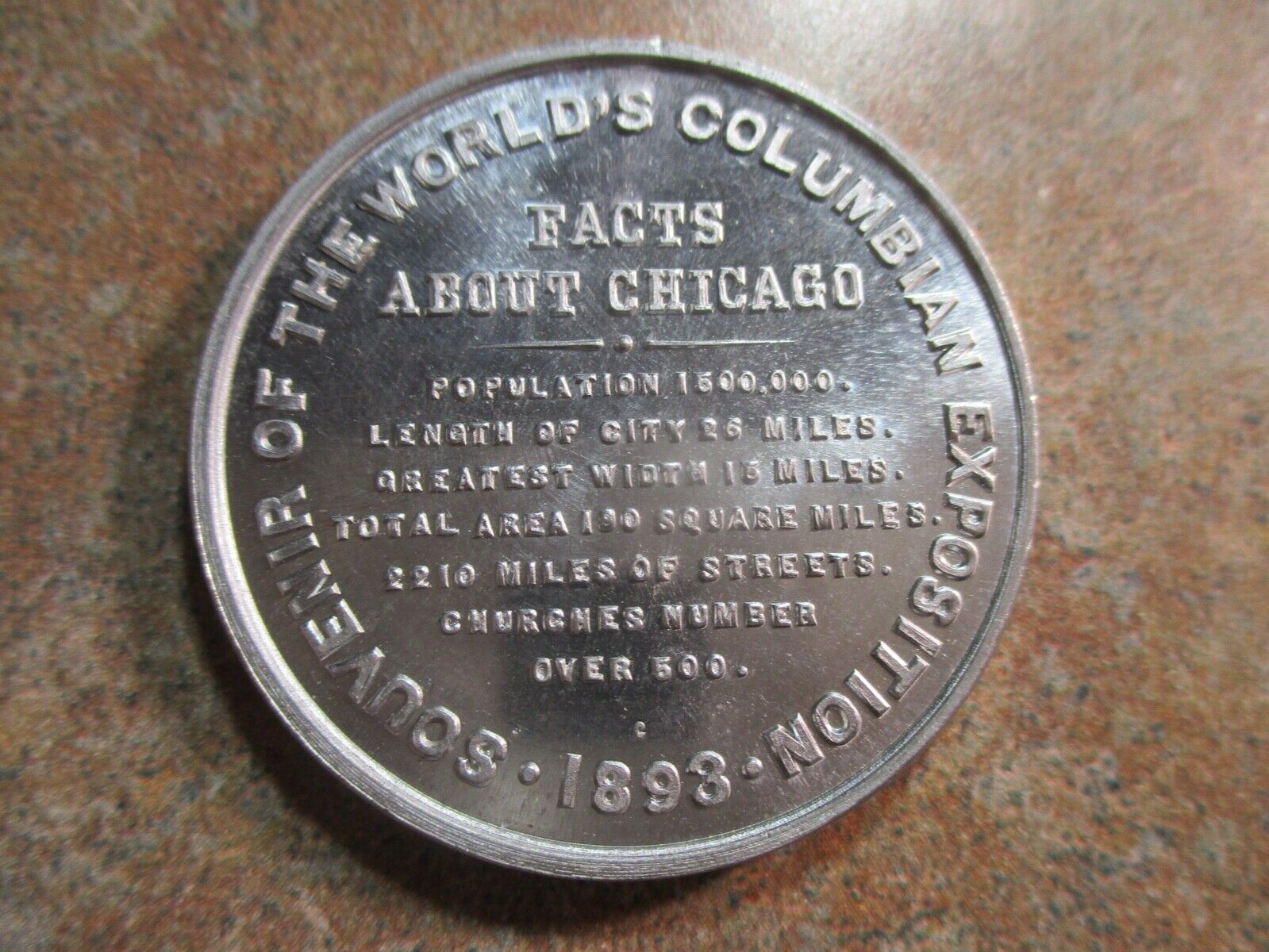 SUMMER SALE WORLD\'S COLUMBIAN EXPO MEDAL PROOFLIKE BU FACTS ABOUT CHICAGO