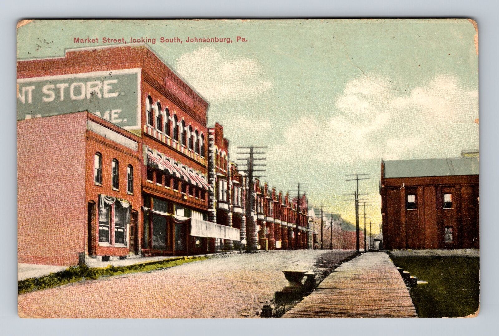 Johnsonburg PA-Pennsylvania, Market St Looking South, Vintage c1909 Postcard
