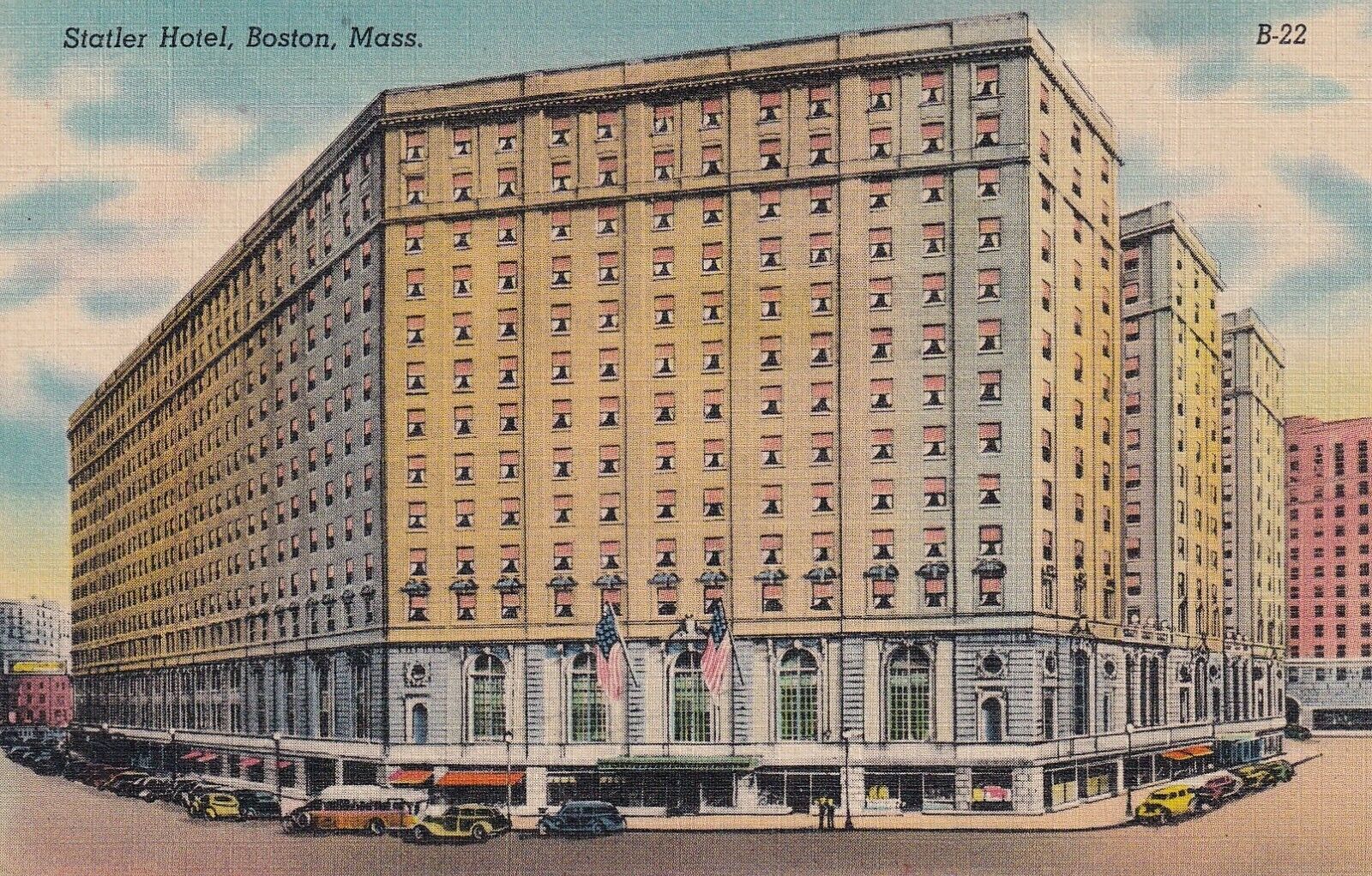 Vintage UNPOSTED Postcard Massachusetts, Statler Hotel Boston MA Linen-J617