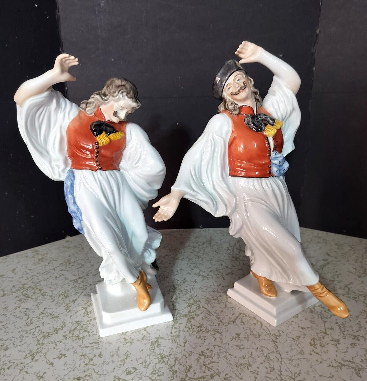 Antique Herend Porcelain Figurine, Folklore Dancer Couple, 10.5\