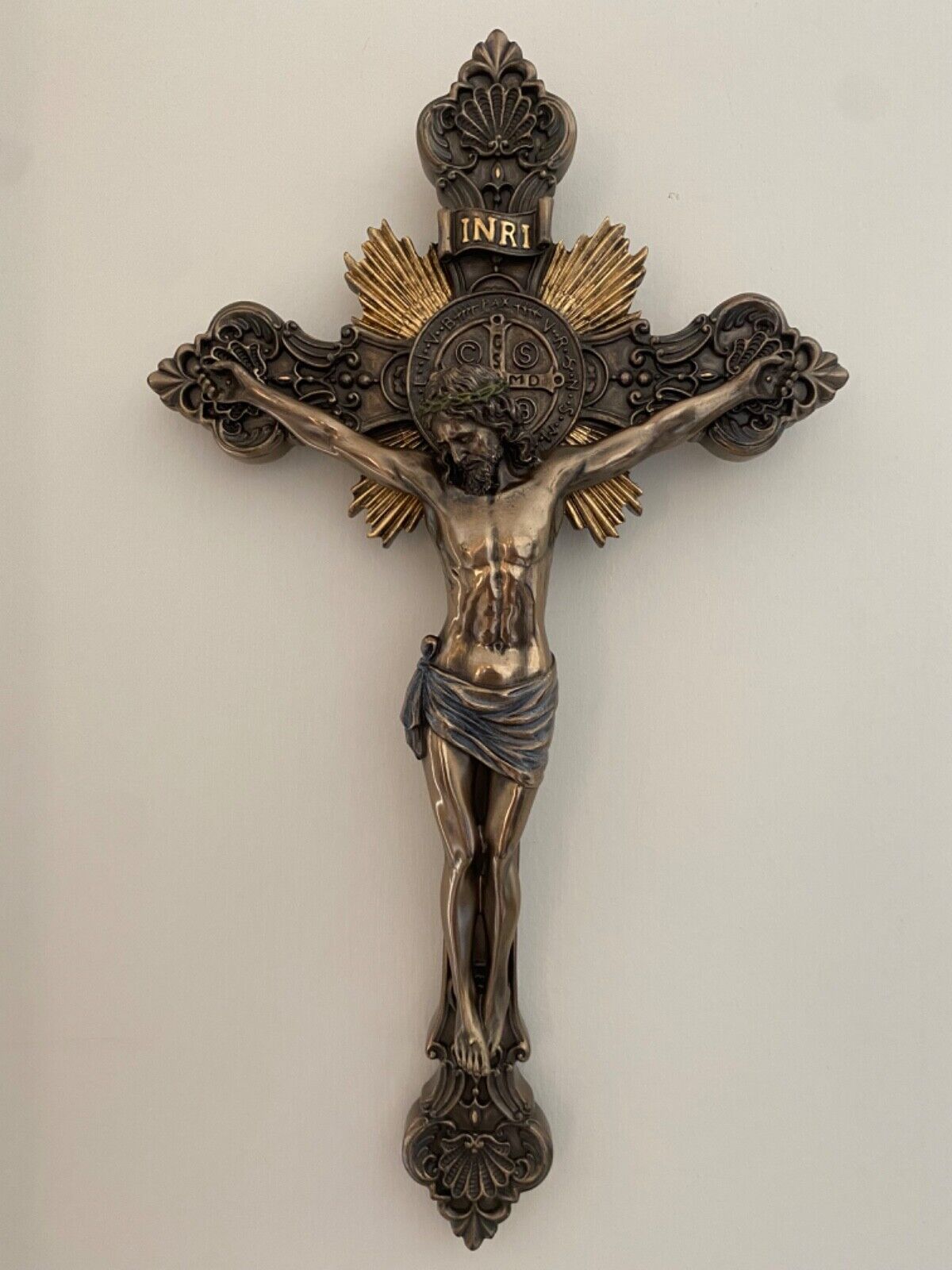Veronese design,wall Crucifix , Hanging Crucifix , made of Cold Cast Bronze Coa