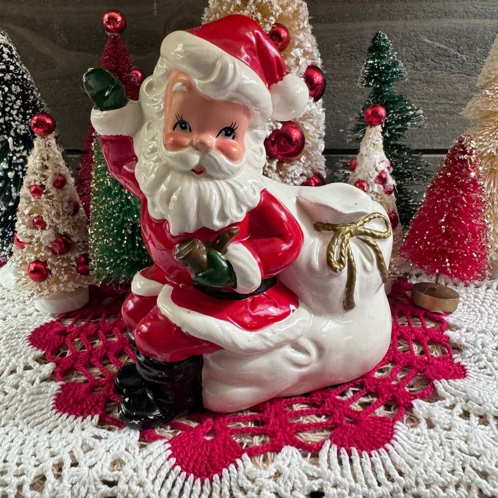 Vintage Christmas Santa Claus Planter 5”x6”